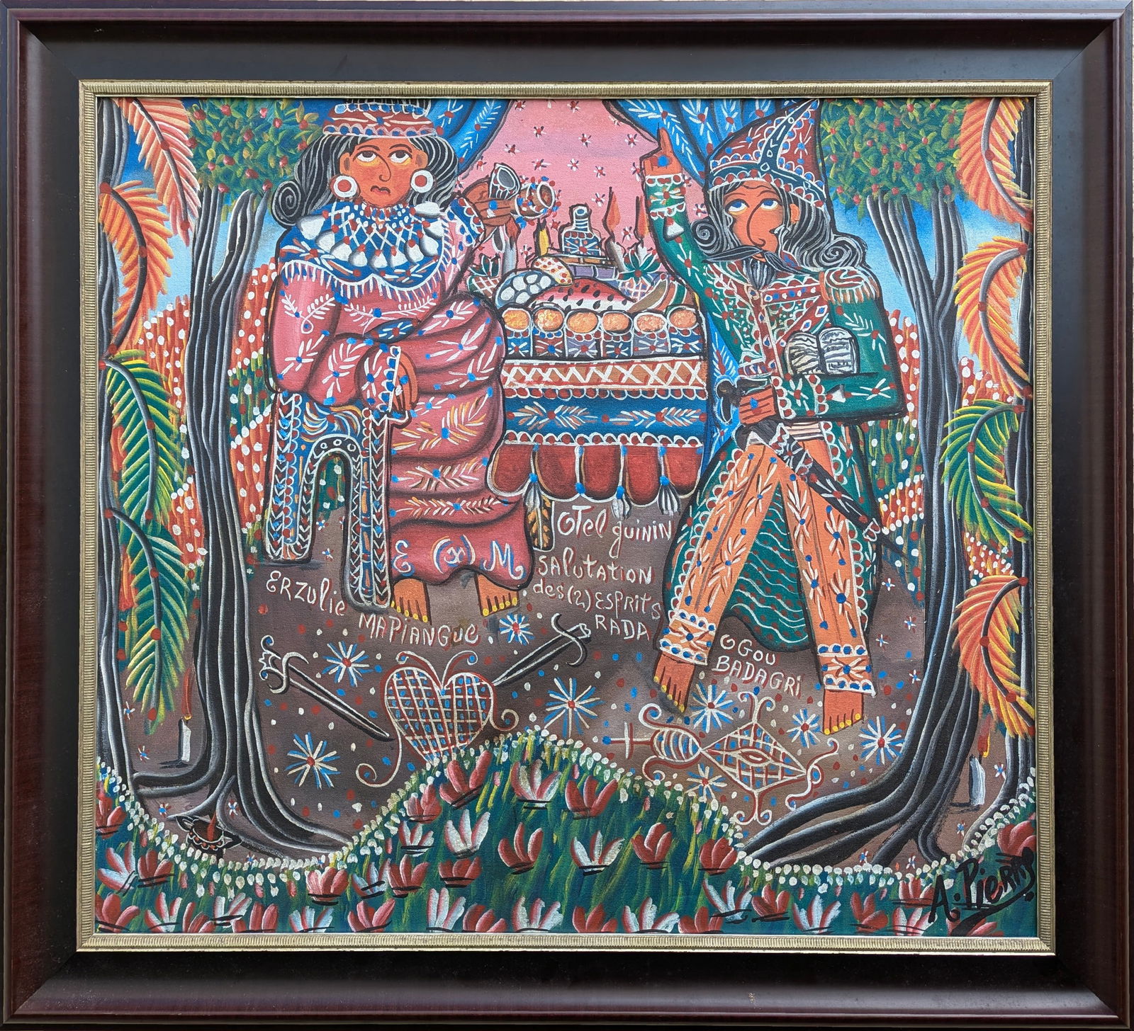 ANDRE PIERRE (20th c, Haiti) Voodoo, Nicely Framed (1 of 4)