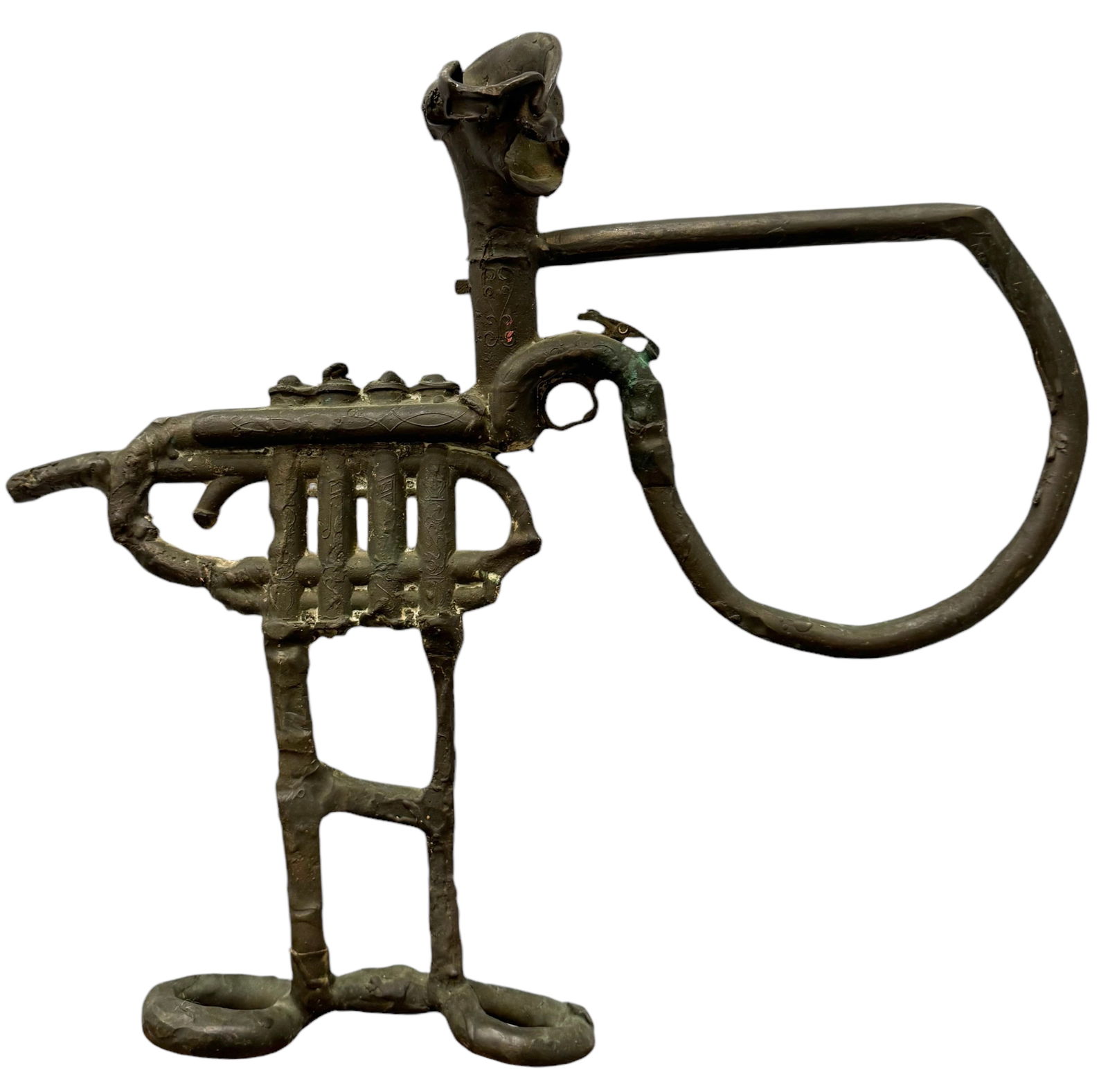 Unique Twisted Bronze Modernist Sculpture, Unknown Origin (1 of 4)