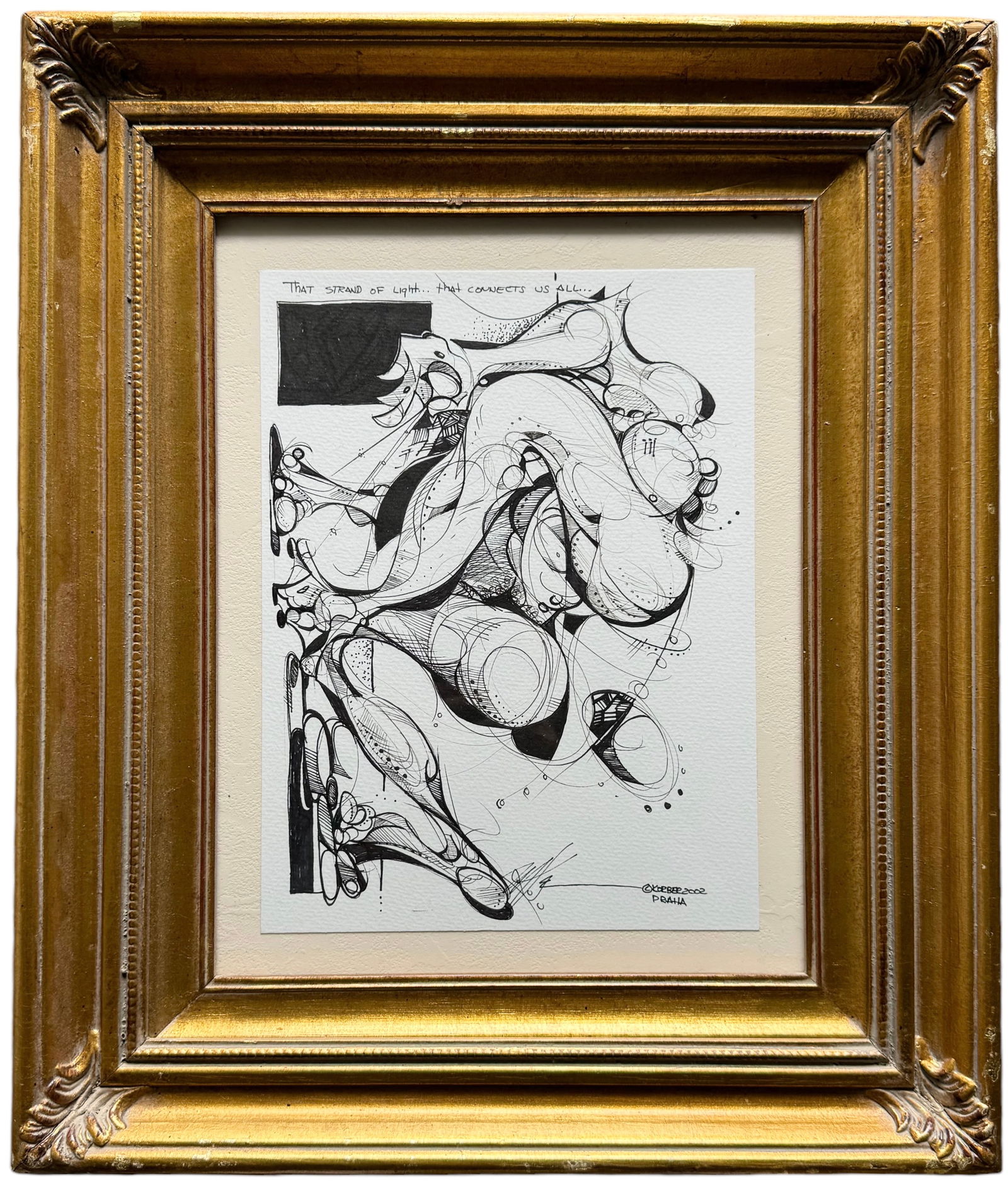 MICHAEL J KORBER (20th c, Czech) Surrealist Abstract Ink Drawing, Prague Artist (1 of 3)