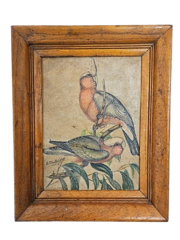 Antique Victorian Painting Of Birds, Signed Drakeford: Oil on canvas 9 x 12 in, 15.5 x 12.5 in (framed)