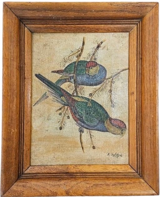 Antique Victorian Painting Of Birds, Signed Drakeford: Oil on canvas 9 x 12 in, 12.5 x 15.5 in (framed)