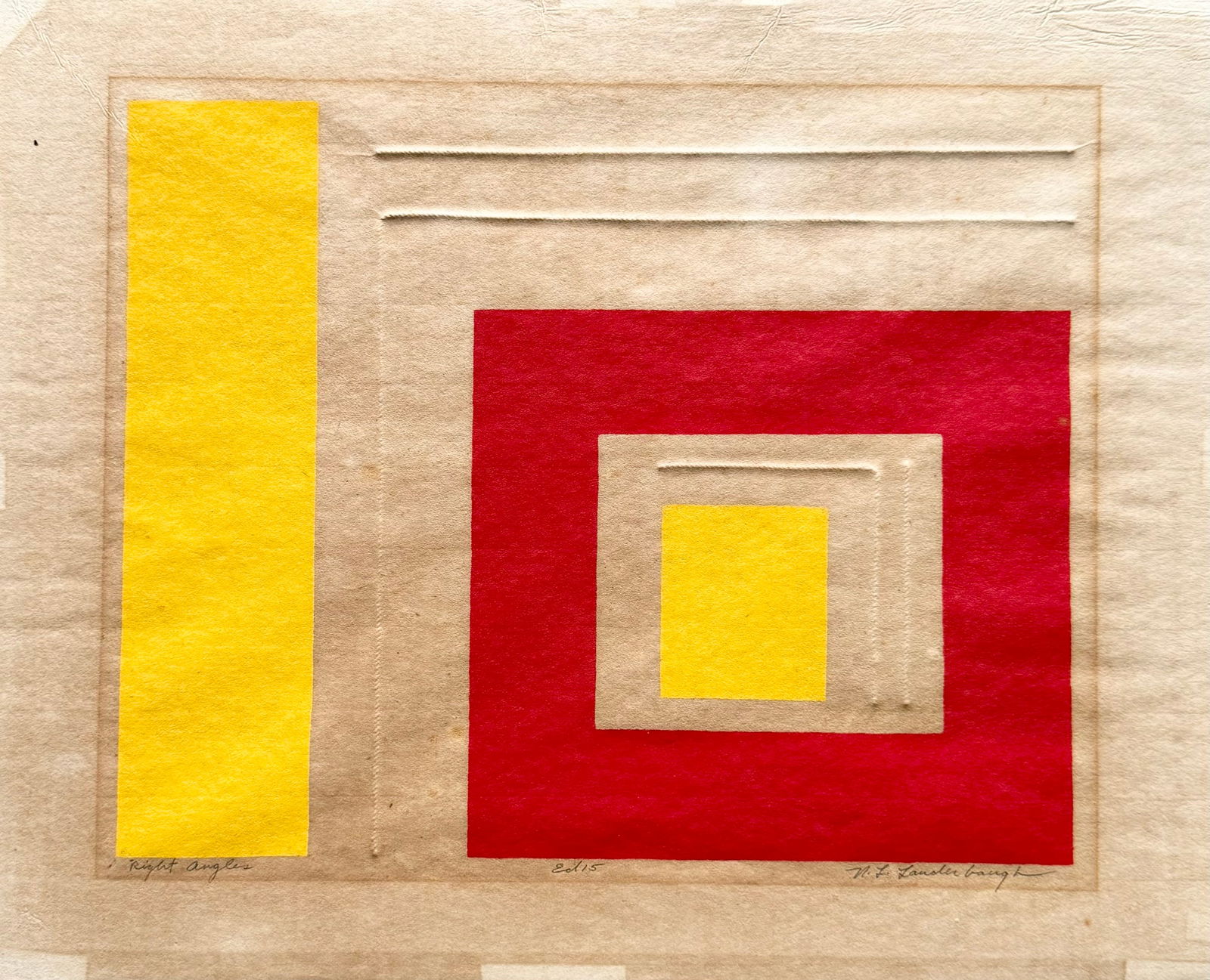 Mid-Century Modern Geometric Lithograph Pencil Signed (1 of 2)