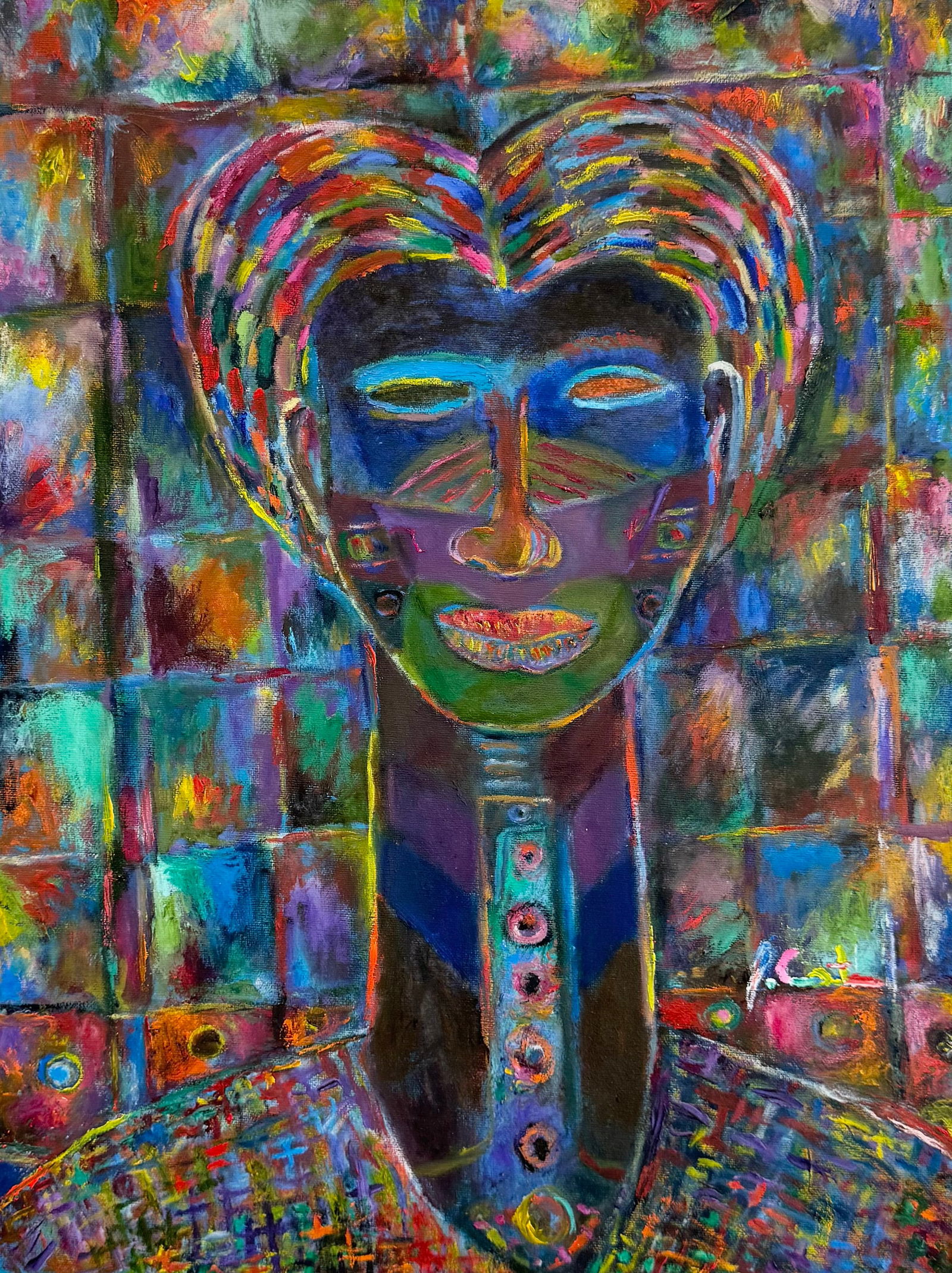 JOSEPH CANTAVE (b. 1963, Haitian) Figural Abstract (1 of 3)