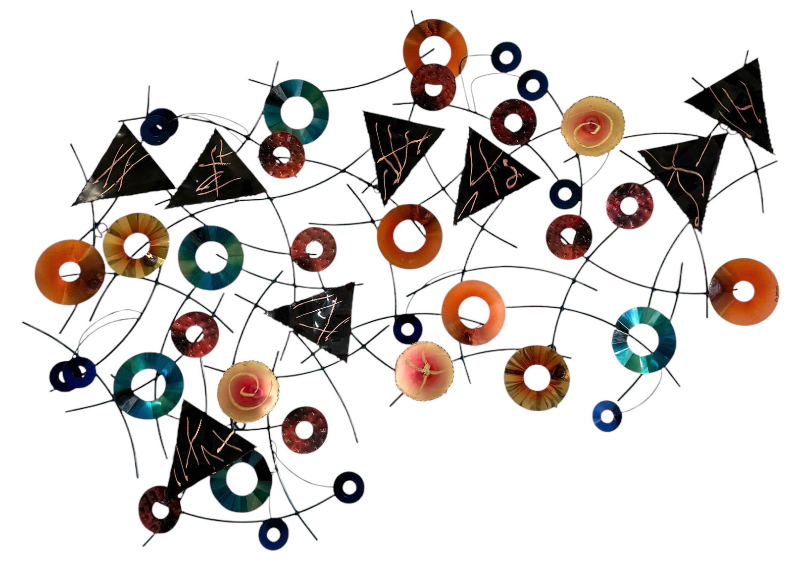 CURTIS JERE Post Modern Abstract Signed Metal Sculpture (1 of 3)