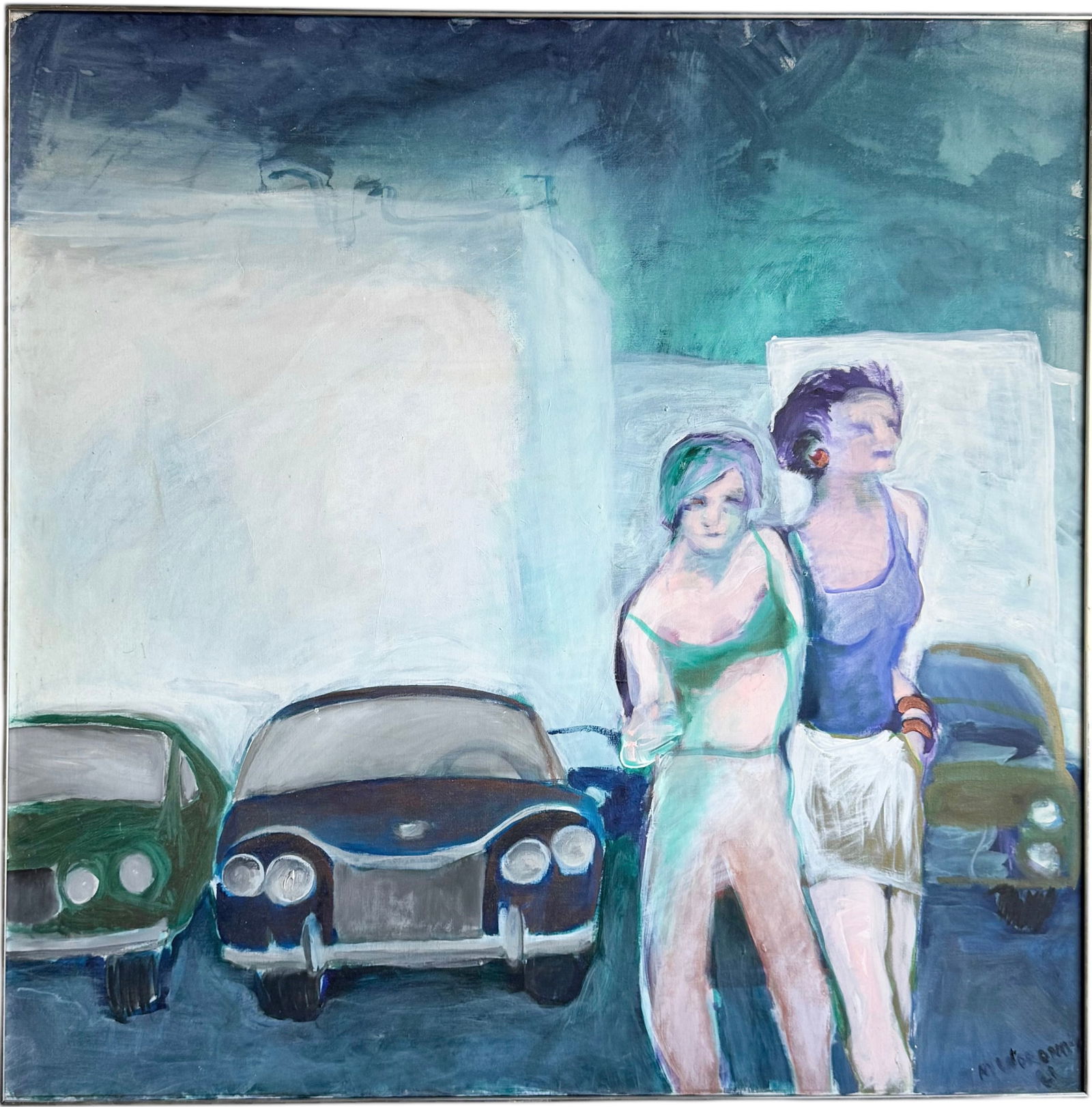 Monumental American School Modernist Street Scene Signed Illegibly (1 of 3)