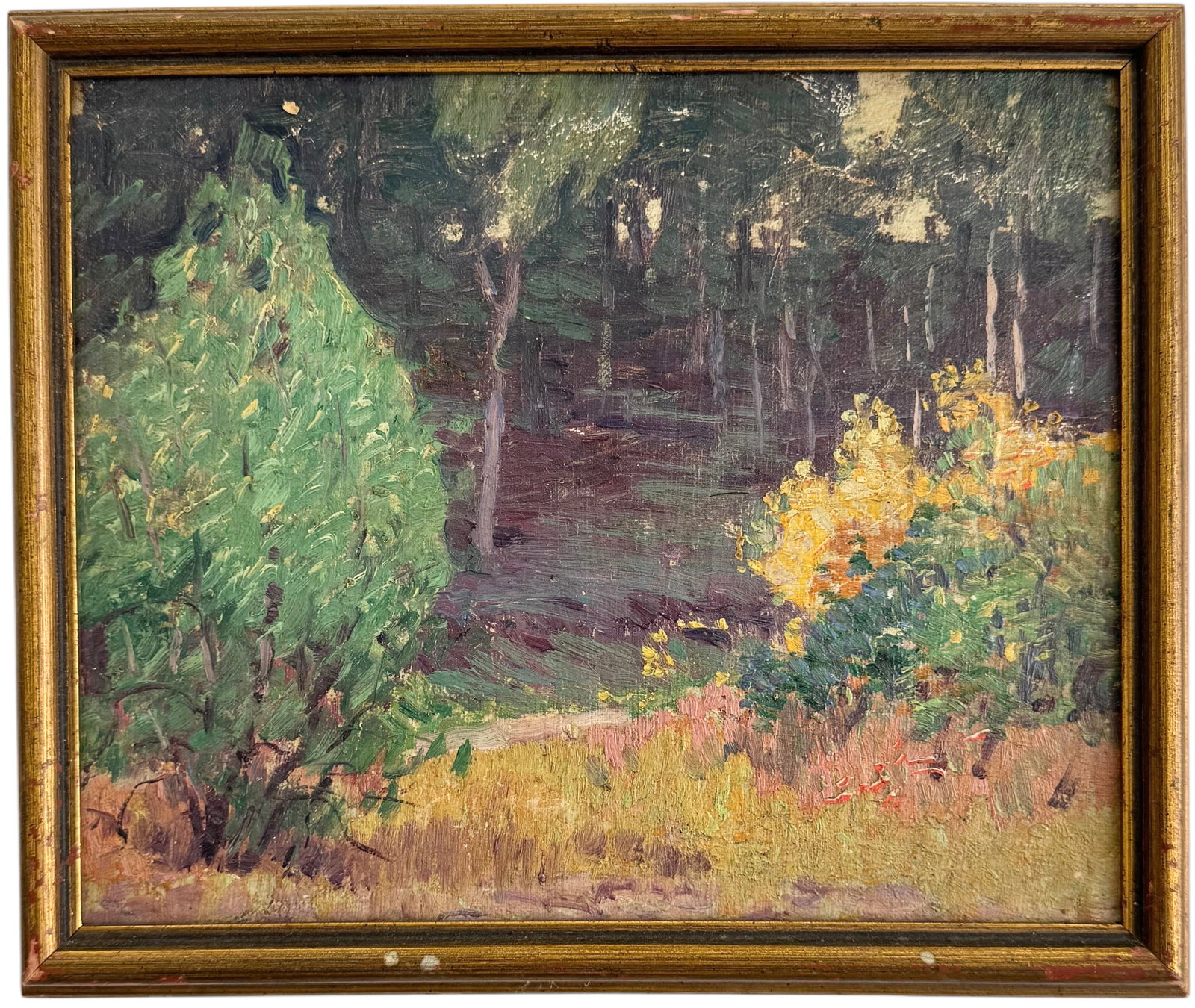ARTHUR E. SCHNEIDER (1866 - 1942, American) Landscape, Wisconsin Artist: Oil on board 8 x 10 in. We have a collection of works by this artist. This one is unsigned so it will be sold as attributed but it comes from the same portfolio. Arthur E. Schneider was born in 1866 i