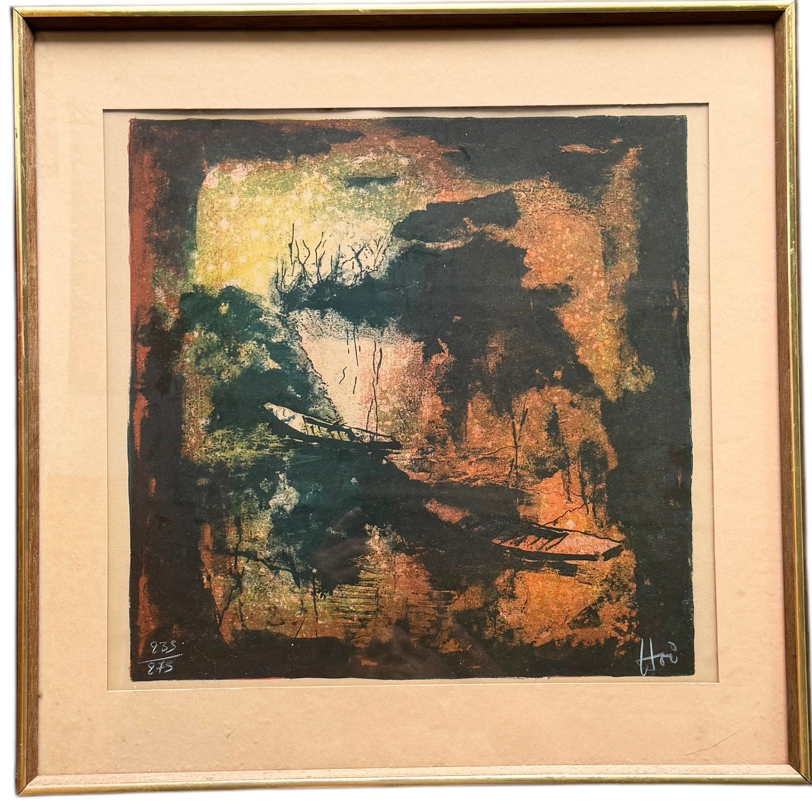 LEBADANG (1922-2015, Vietnam) Lithograph Abstract Pencil Signed: 21 x 21 in (framed)