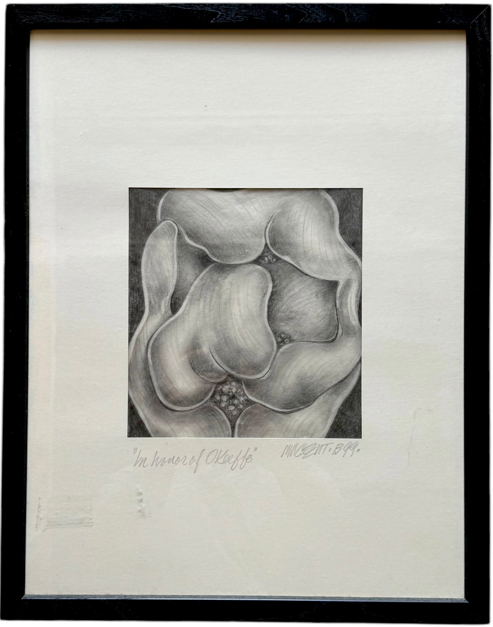 VINCENTE NOTARILE (20th c, American) Biomorphic Abstract: Graphite 16 x 10 in (framed)