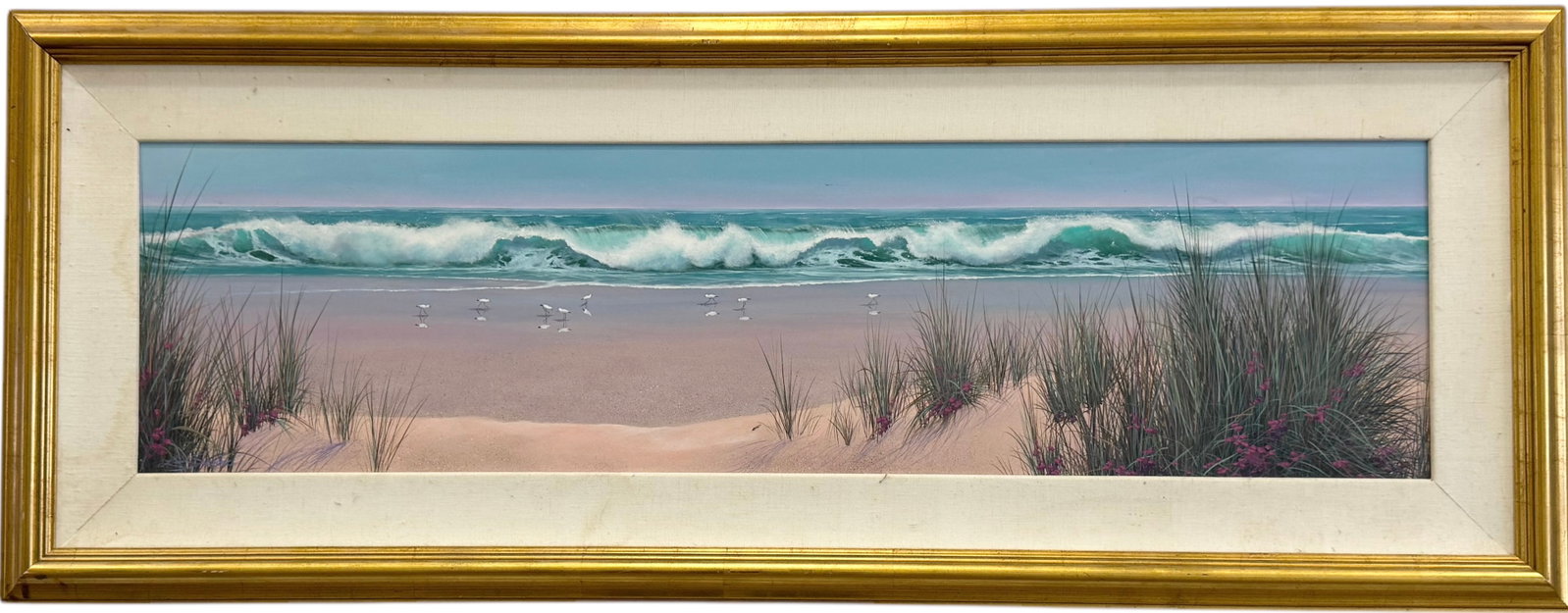 LIN SESLAR (20th c, American) Coastal Landscape, California Artist: Oil on board 47 x 12.5 in, 56 x 21.5 in (framed)