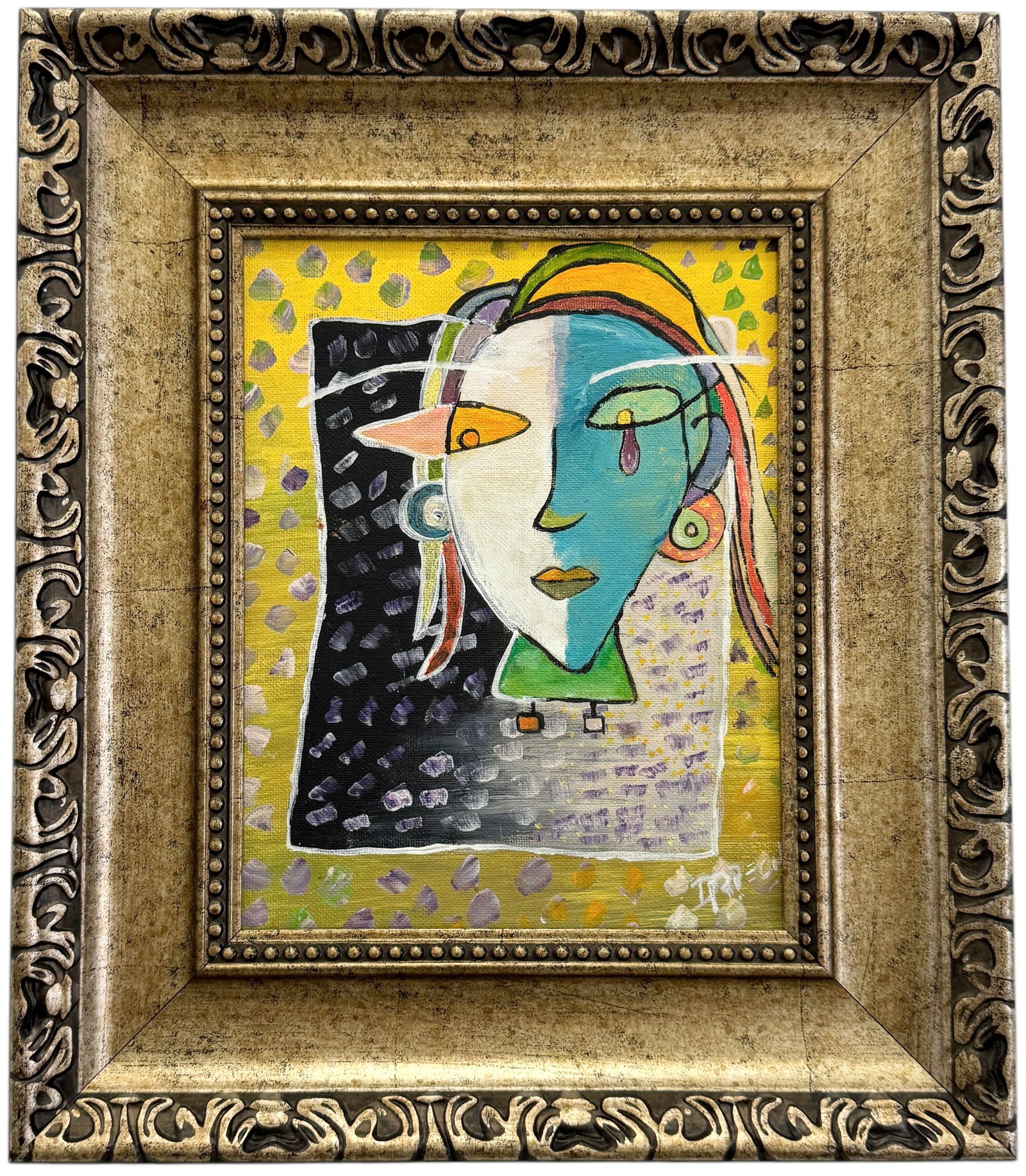 David Rubio, Nicely Framed Contemporary Abstract Painting, Signed (1 of 3)