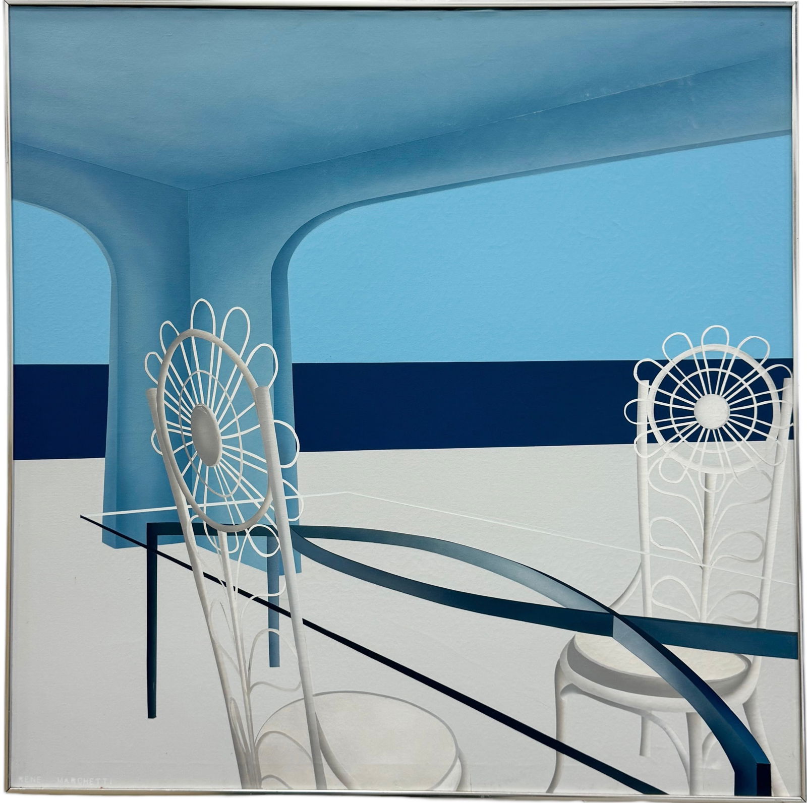 RENE MARCHETTI (b. 1931, American) Hard Edge Painting Of Chairs (1 of 3)