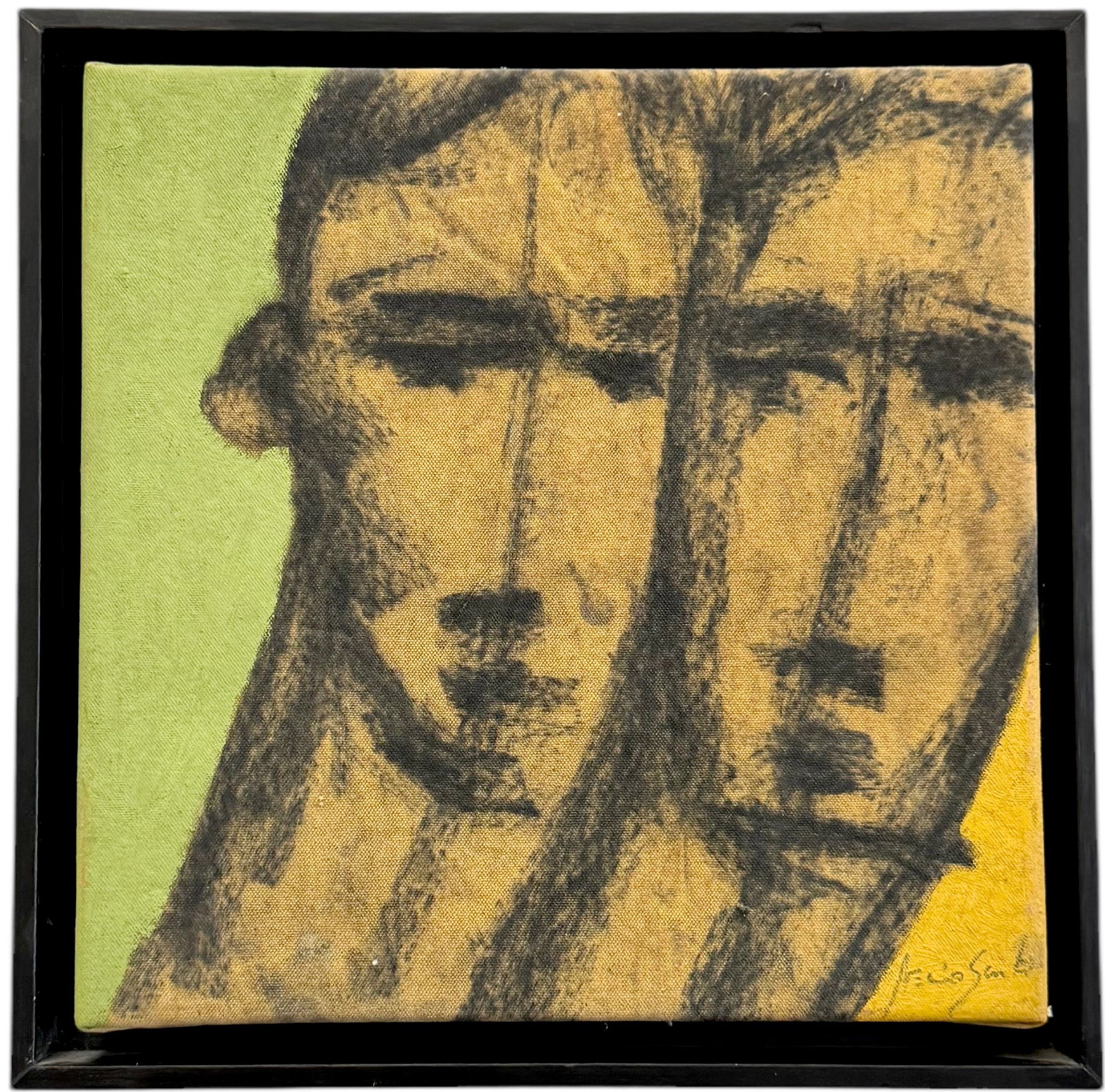 Mid-Century Modern Portrait Of Two Men Signed Illegibly (1 of 3)