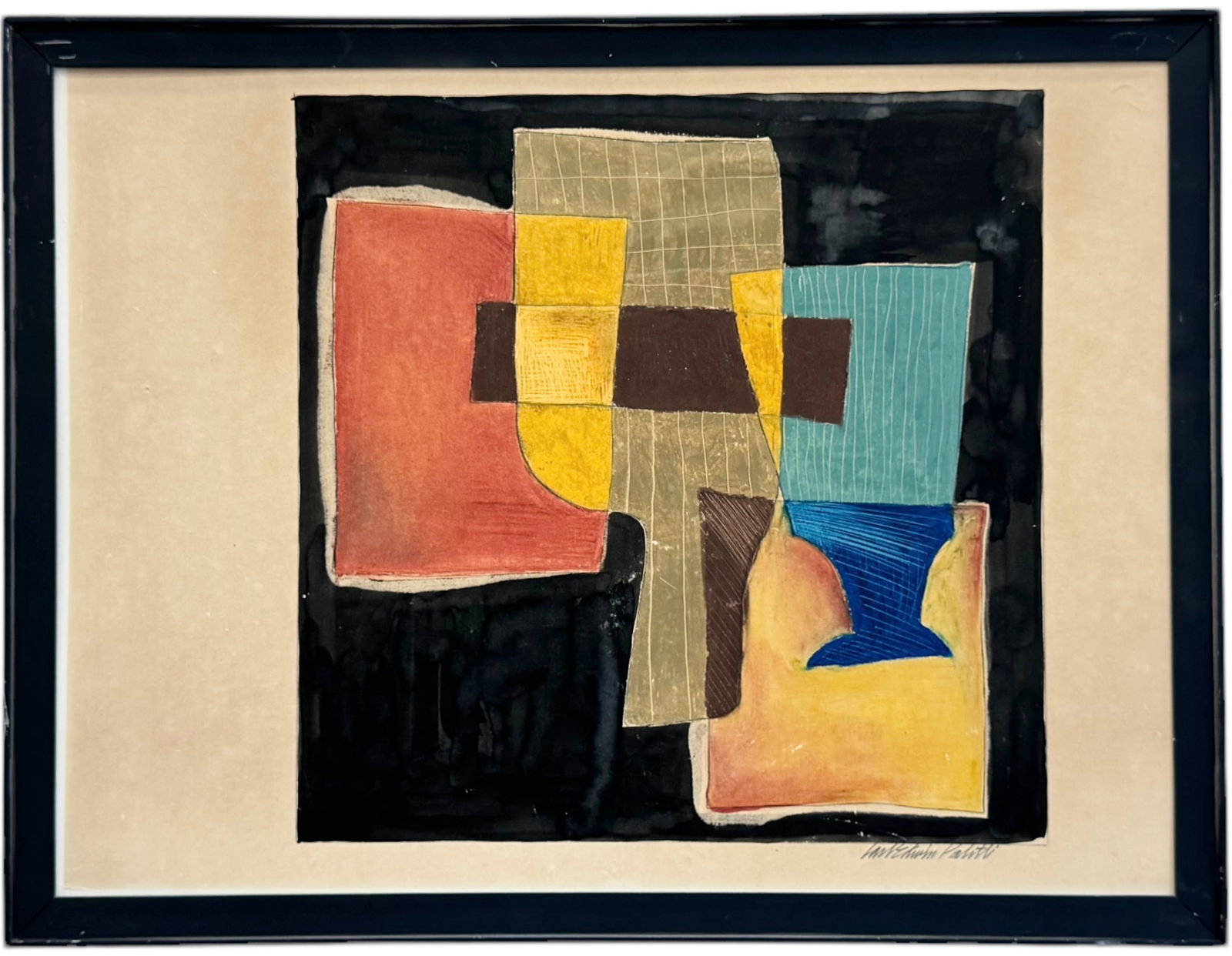 Mid-Century Italian School Cubist Abstract Signed Illegibly (1 of 3)