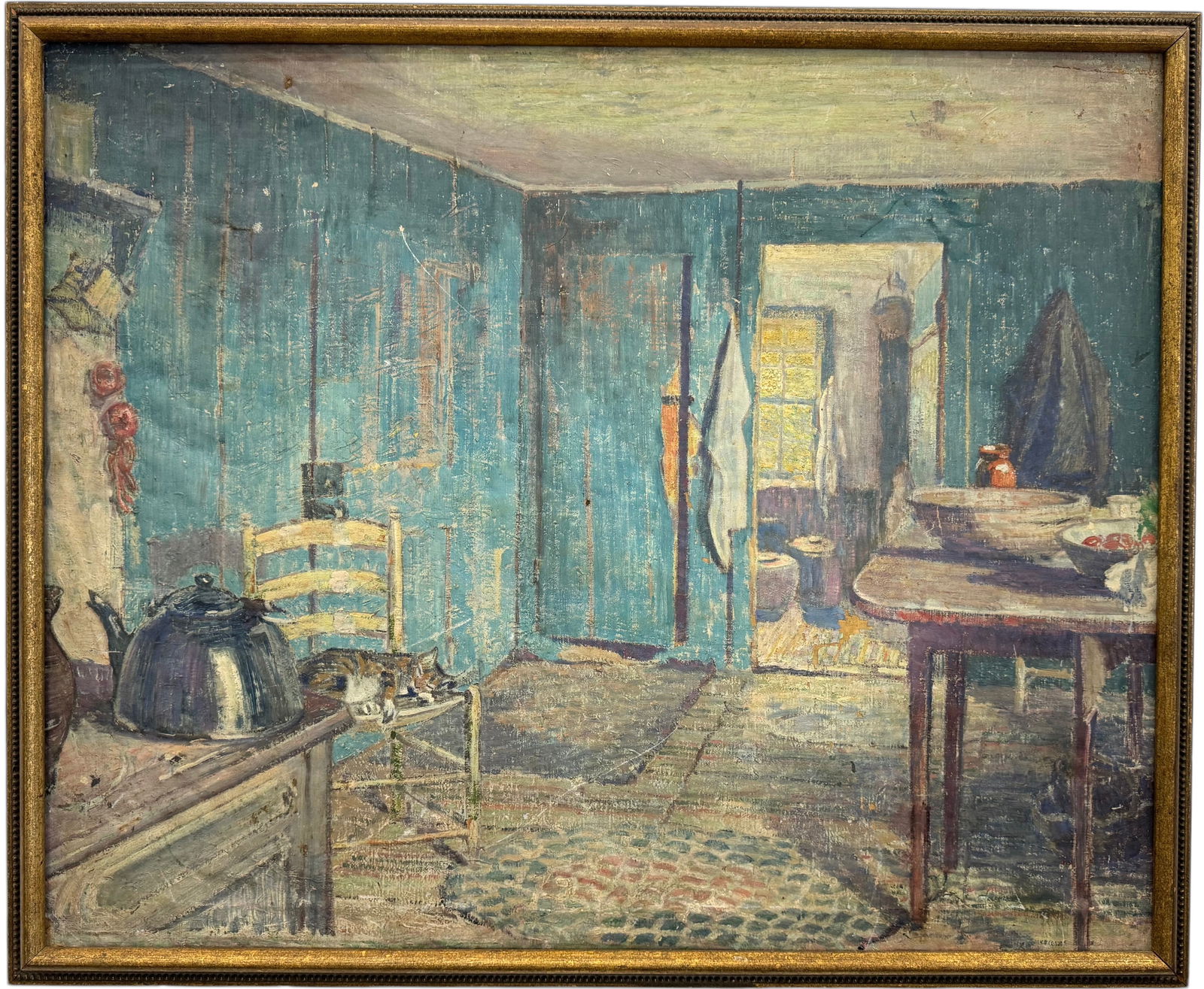 ARTHUR E. SCHNEIDER (1866 - 1942, American) Interior With Cat, Wisconsin Artist (1 of 4)