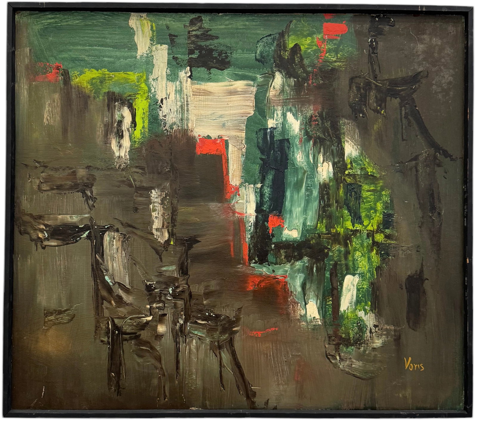 MARK VORIS (1907-1974, American) Abstract, Arizona Artist: Oil on canvas 33 x 28.5 in From 1946, Mark Voris was an art teacher at the University of Arizona in Tucson and was a key figure in establishing the art center in Phoenix that became the forerunner of 