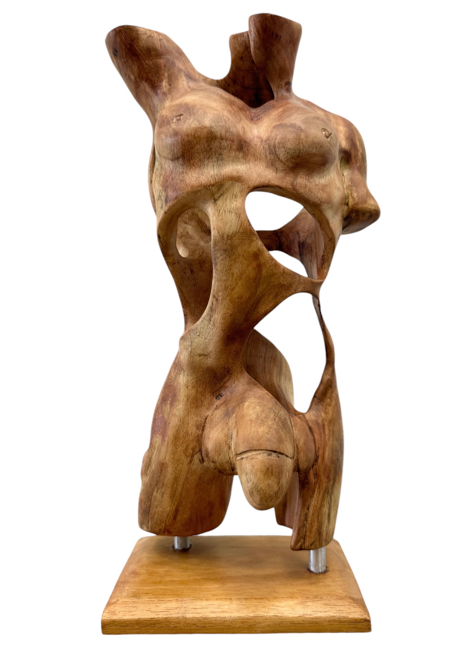Modernist Carved Male Nude Wooden Sculpture: Size 14 x 5.5 x 4 in