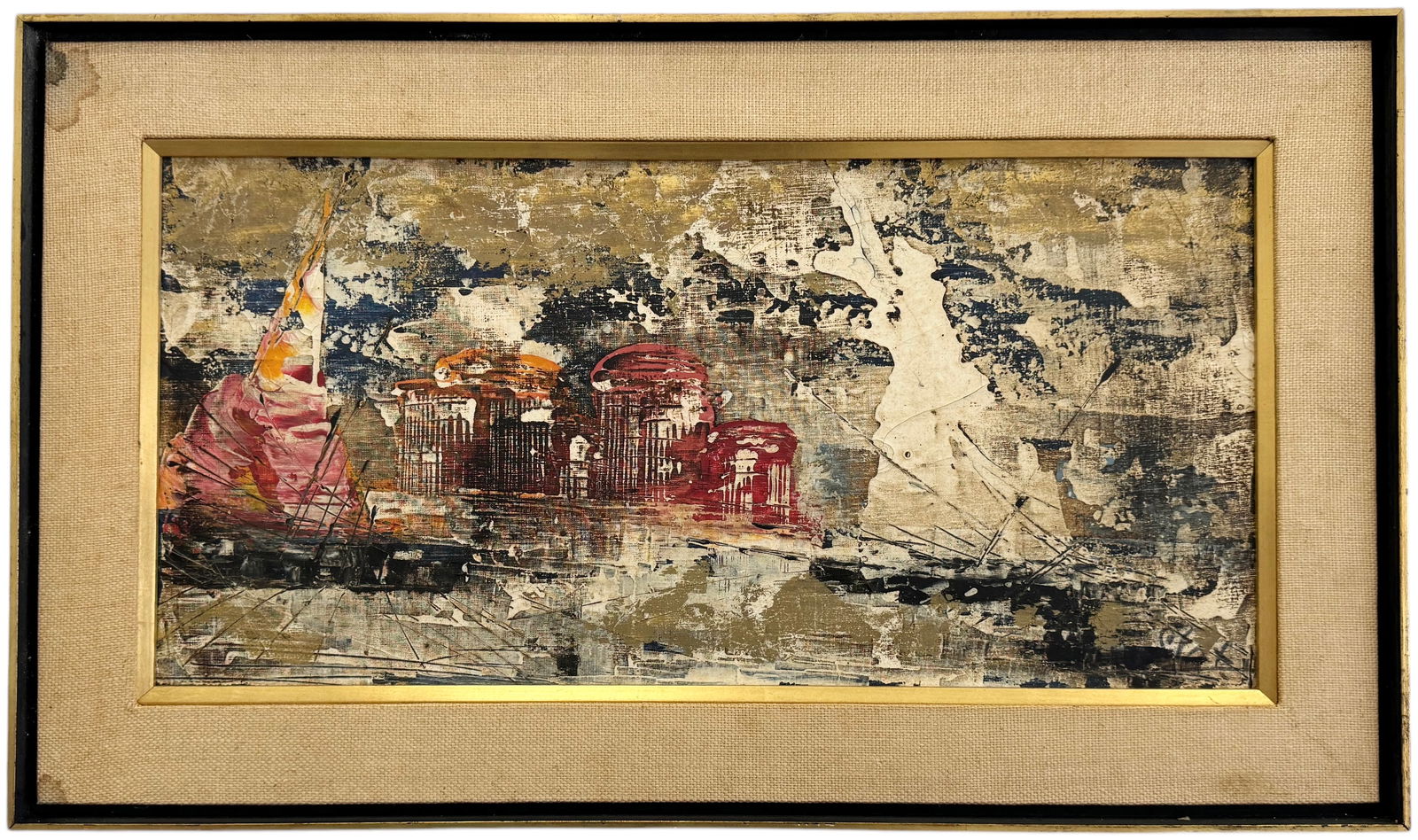 Raymond Dominique Sfax (1920-2007, Italian) Mid-Century Harbor Scene (1 of 3)