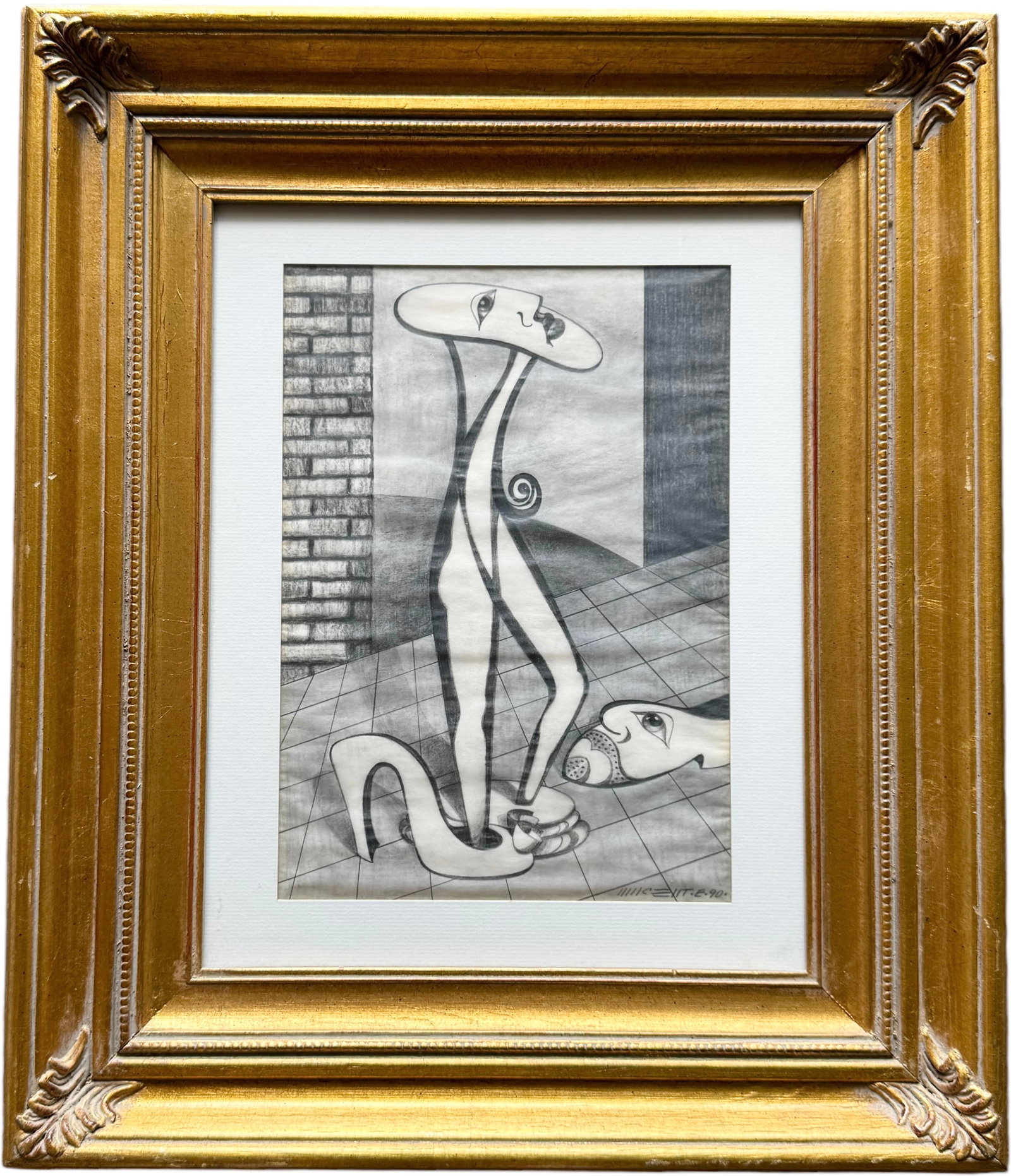VINCENTE NOTARILE (20th c, American) Surrealist, Graphite: Graphite 14 x 11 in, 20.5 x 17.5 in (framed)