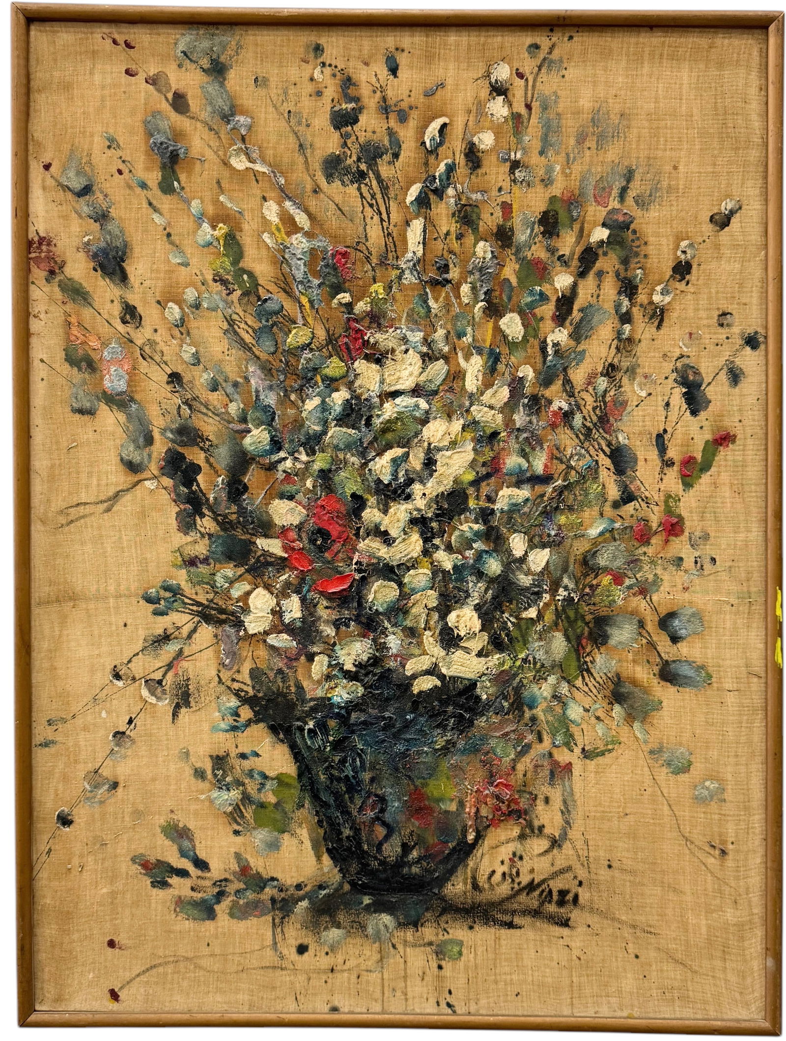 MANOUCHER NIAZI (b. 1936, Iran) Modernist Still Life Of Flowers: Oil on canvas 32.5 x 24 in (framed)