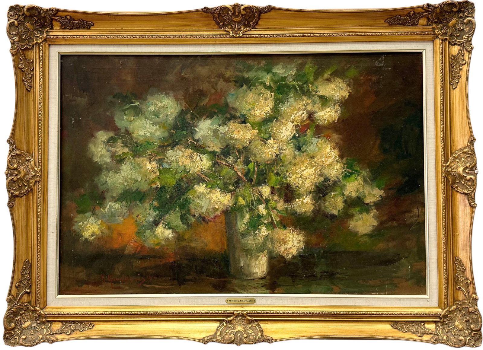 ANTONIS KARAFYLLAKIS (1908-1983, Greek American) Florida Artist, Still Life Flowers: Oil on canvas 36 x 24 in, 44 x 32 in (framed)