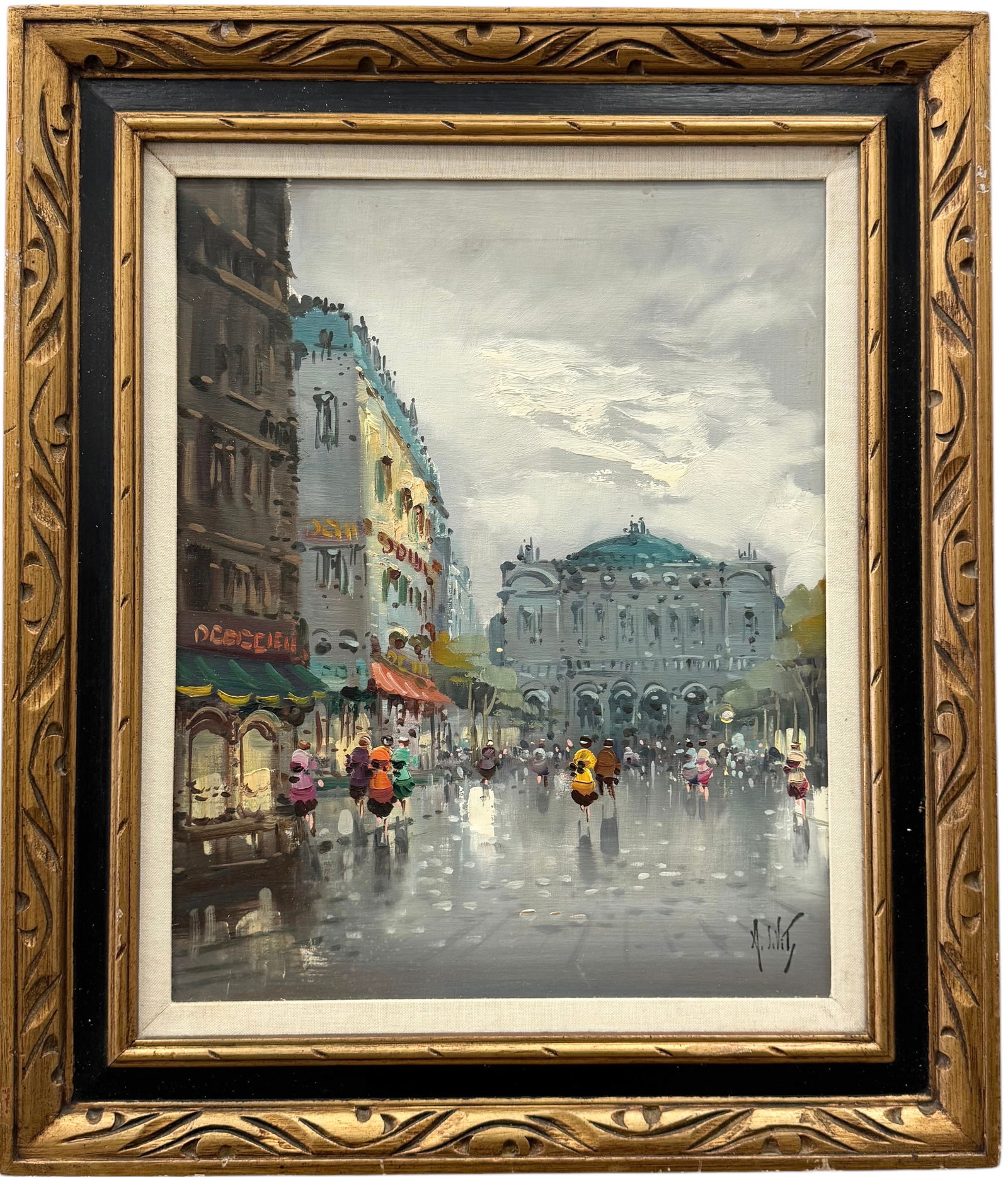 ANTONIO DEVITY Nicely Framed Paris Street Scene, Paris Opera (1 of 3)