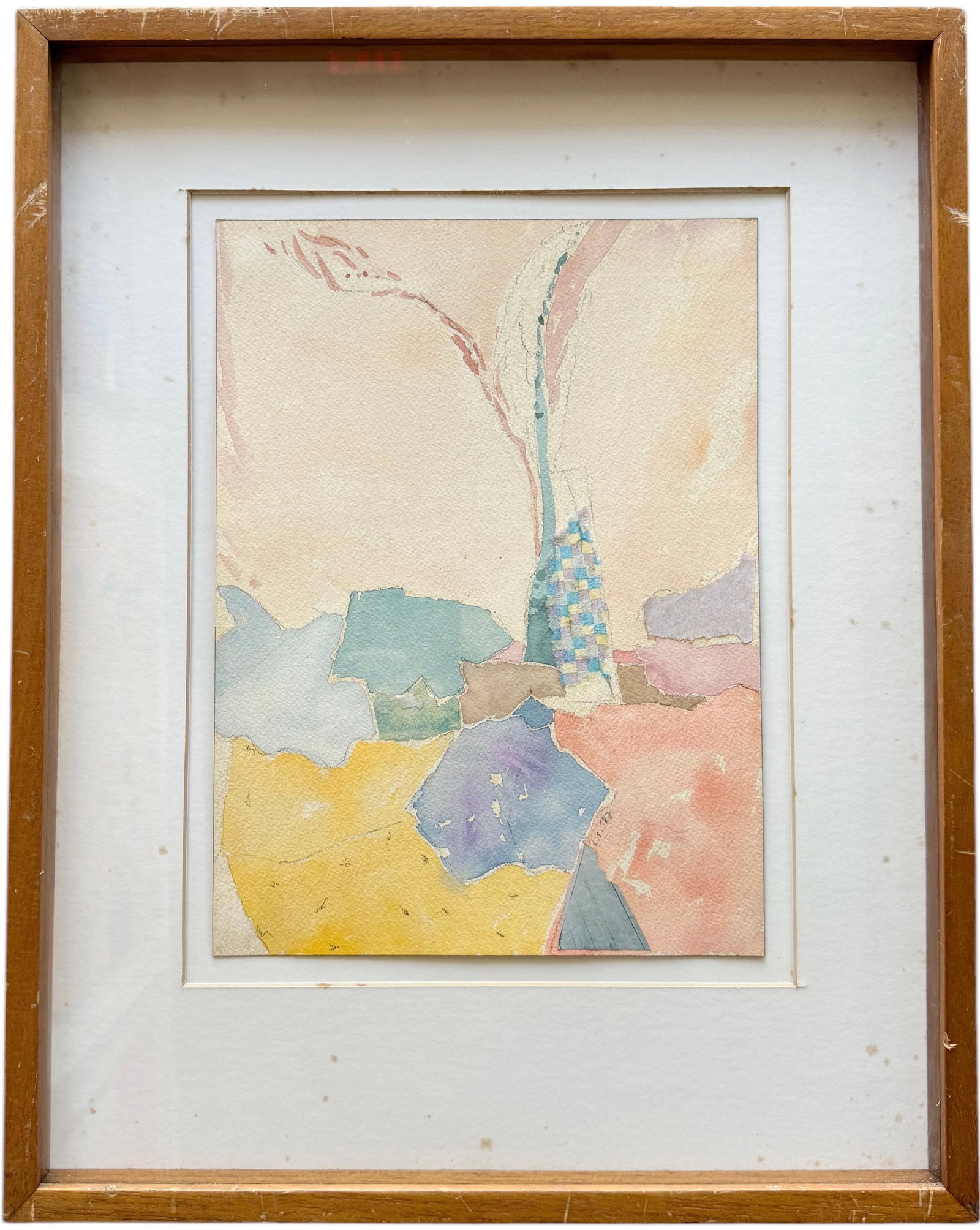 Nicely Framed Modernist Still Life With Soft Colors, Signed: Watercolor on paper 9 x 12 in, 19.5 x 15.5 in (framed)