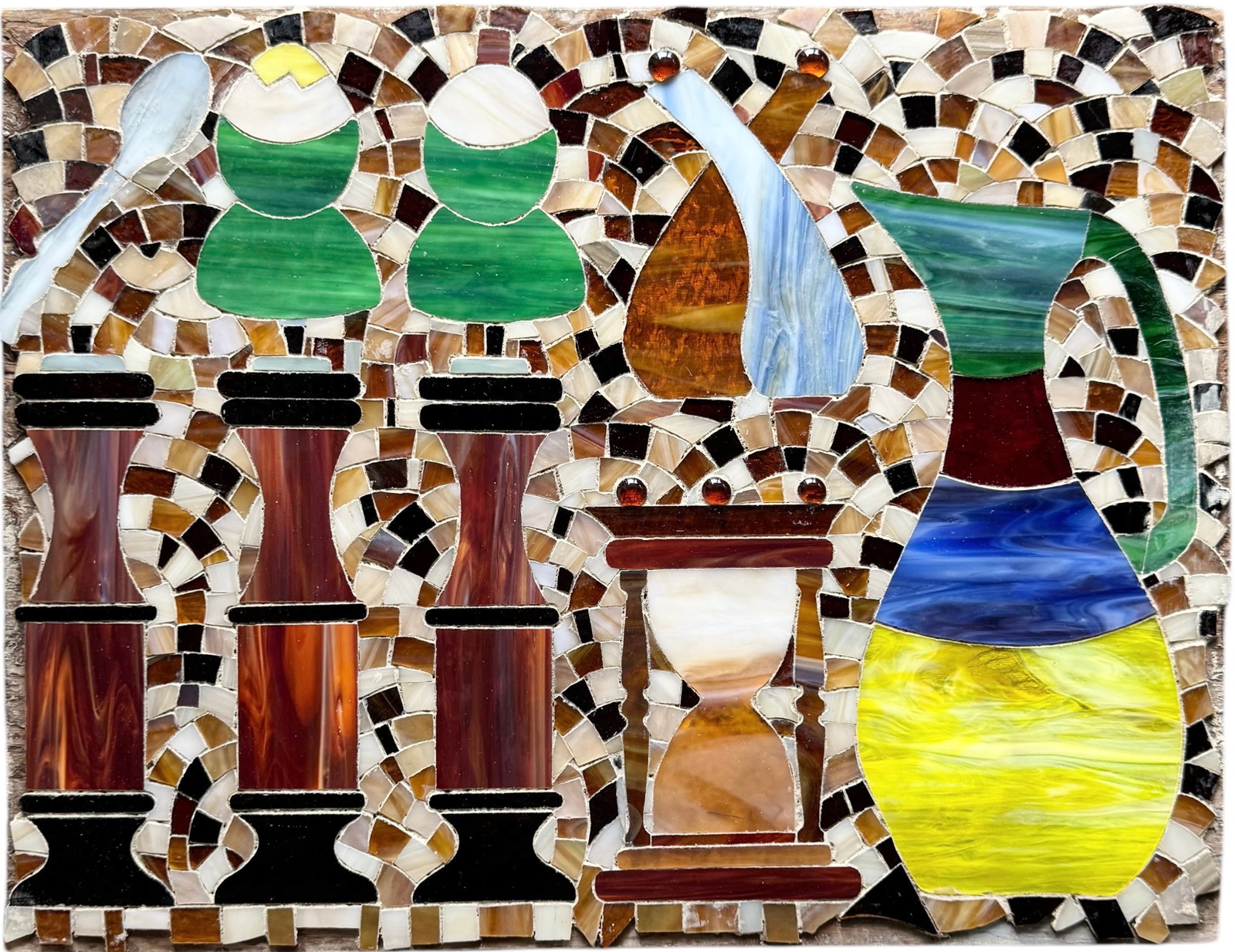 1950's Mid-Century Modern Still Life Mosaic: 21.5 x 16.5 in