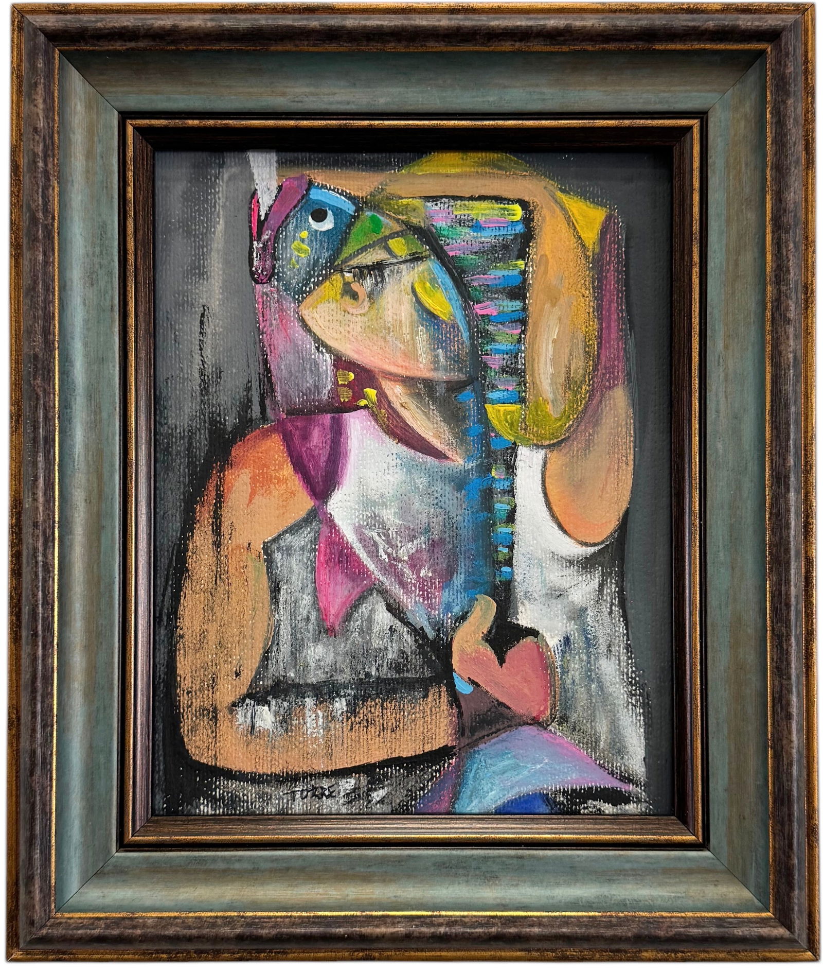 Mexican School Cubist Fish Head Figural Abstract Signed Torre (1 of 3)