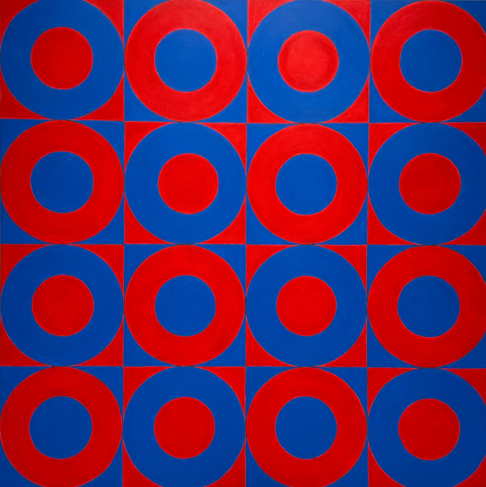 TIM RAY FISHER (20th c, American) Colorful Op Art Abstract: Acrylic on canvas 36 x 36 in