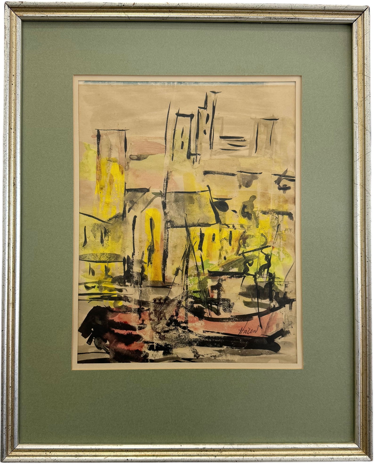 Nicely Framed French School Harbor Scene Signed Hazen (1 of 3)