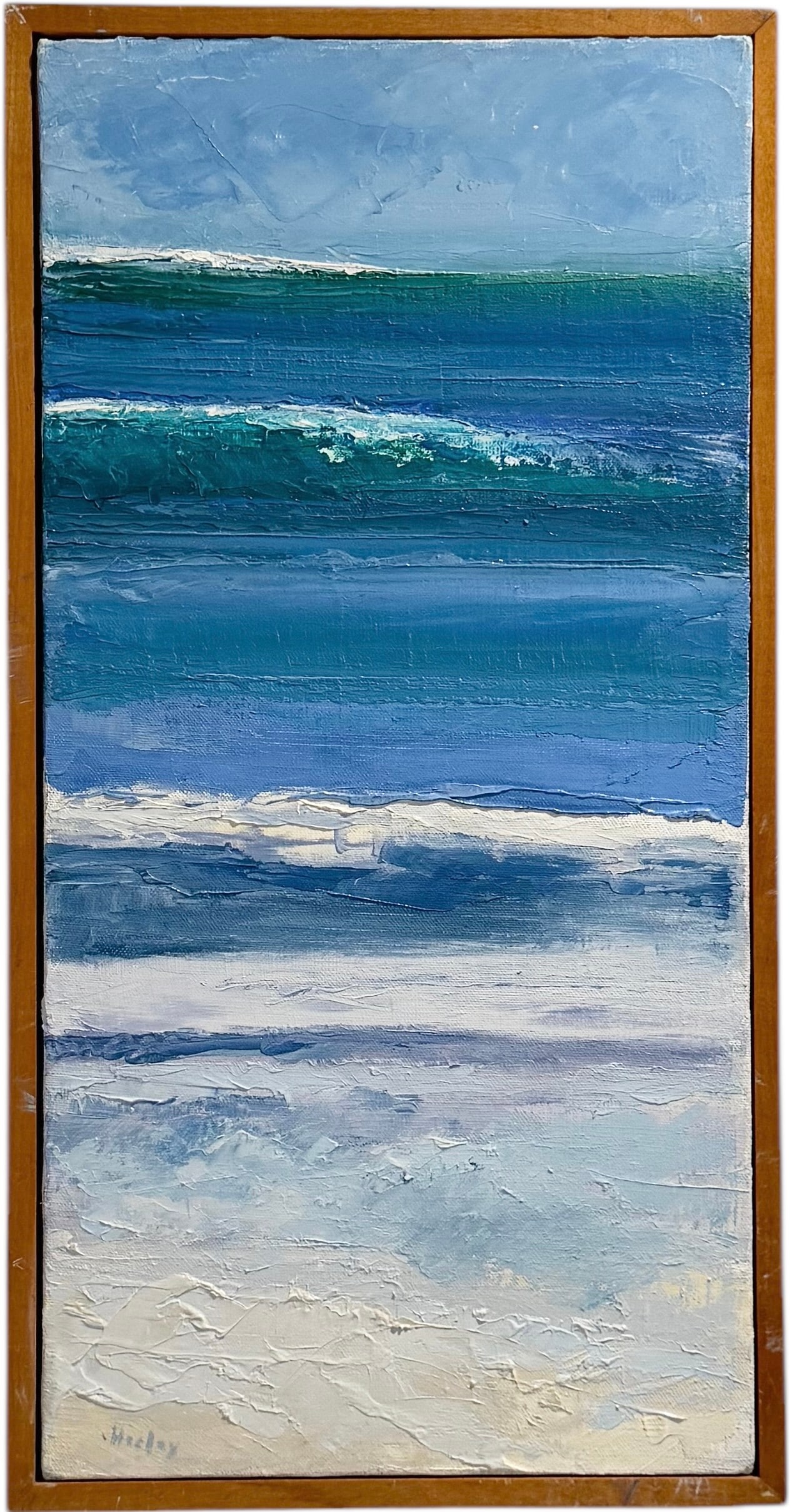 Patrick Healey, Seascape Of Waves Crashing: Oil on canvas 20 x 10 in