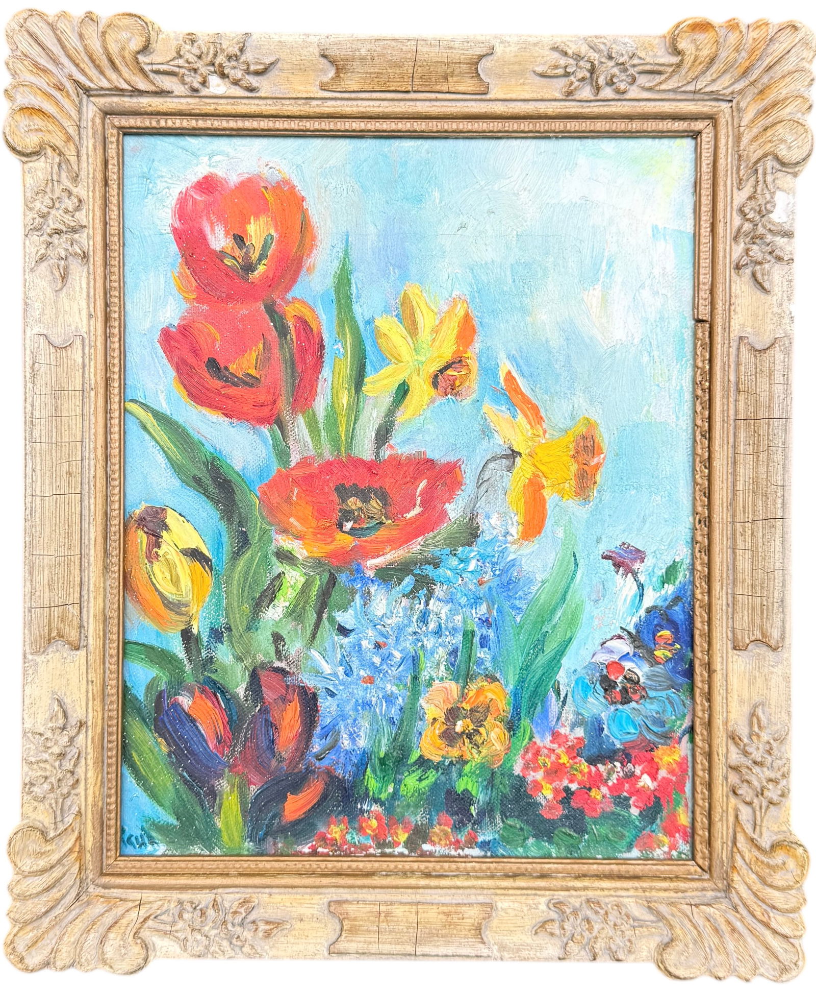 Nicely Framed American School Impressionist Still Life Of Flowers Signed E. Paul (1 of 3)