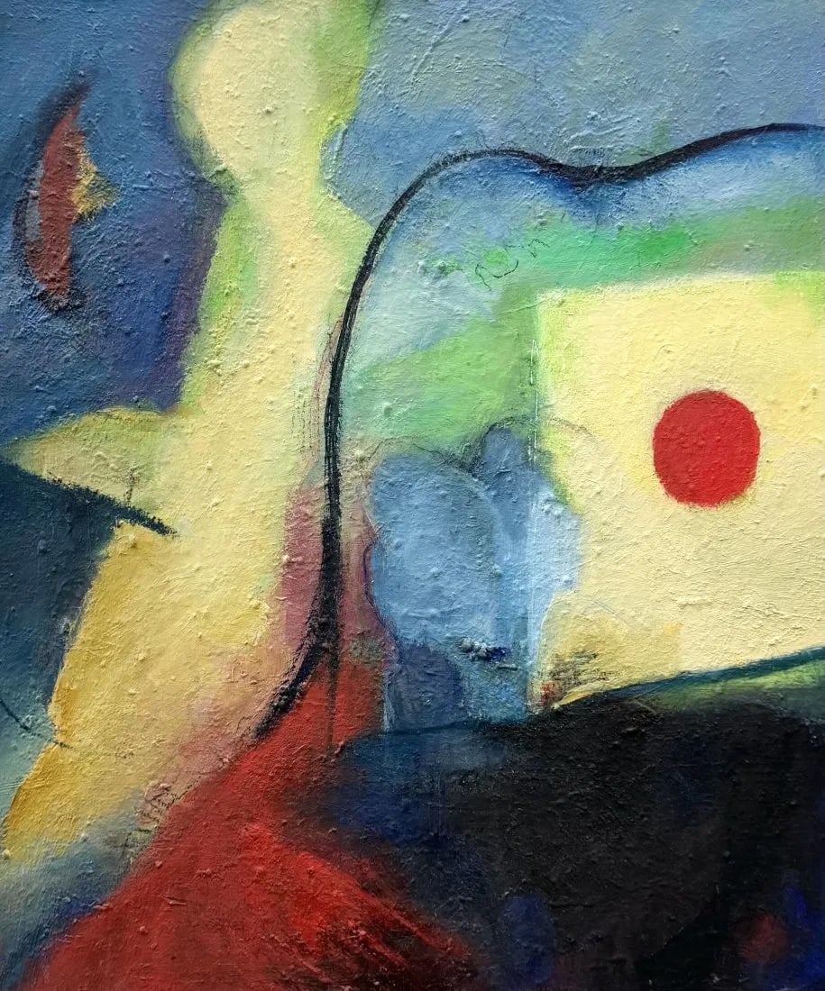 Vintage American School Texturized Abstract Oil On Canvas Painting: Oil on canvas 24 x 20 in