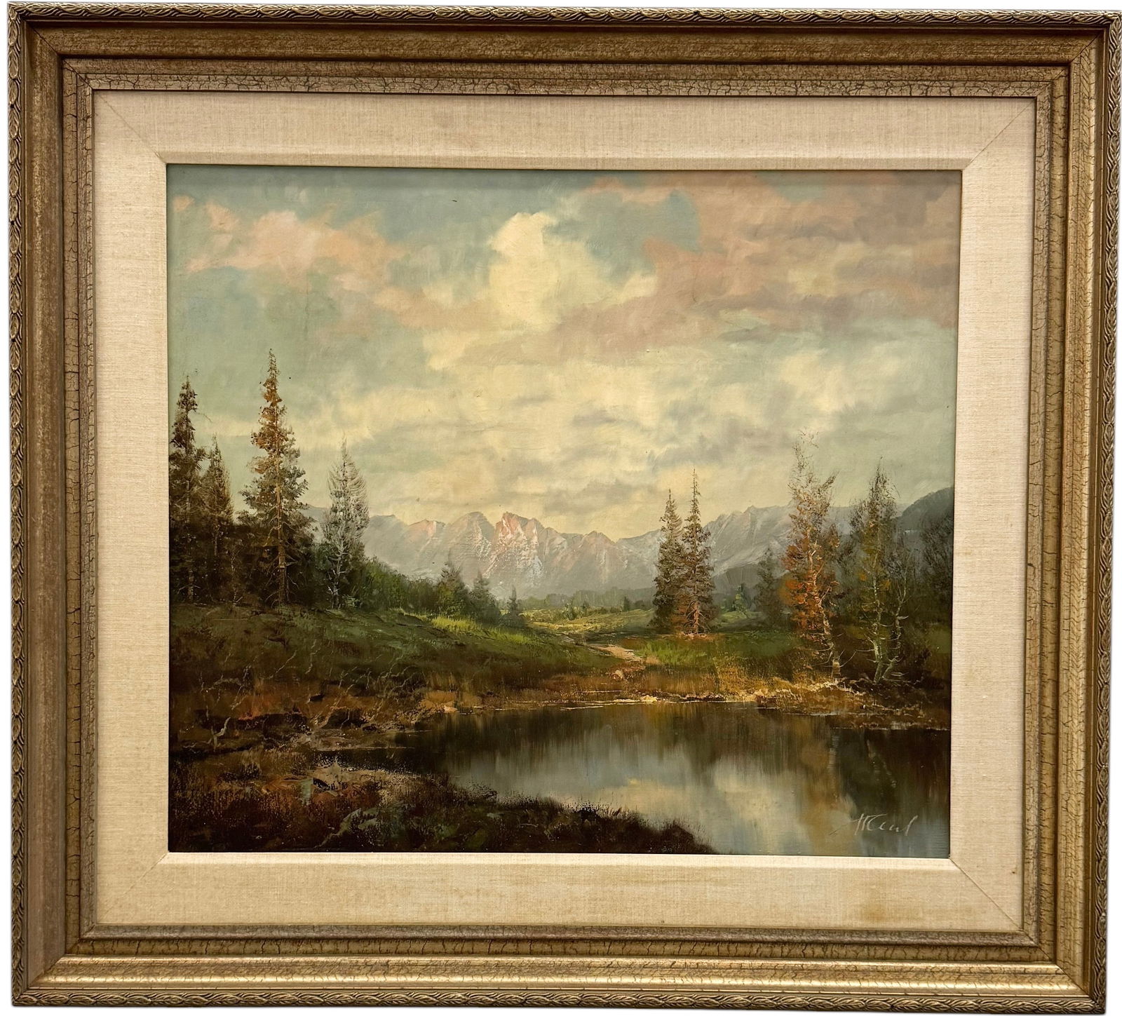 European School Glacier Mountain Landscape Signed Illegibly (1 of 4)