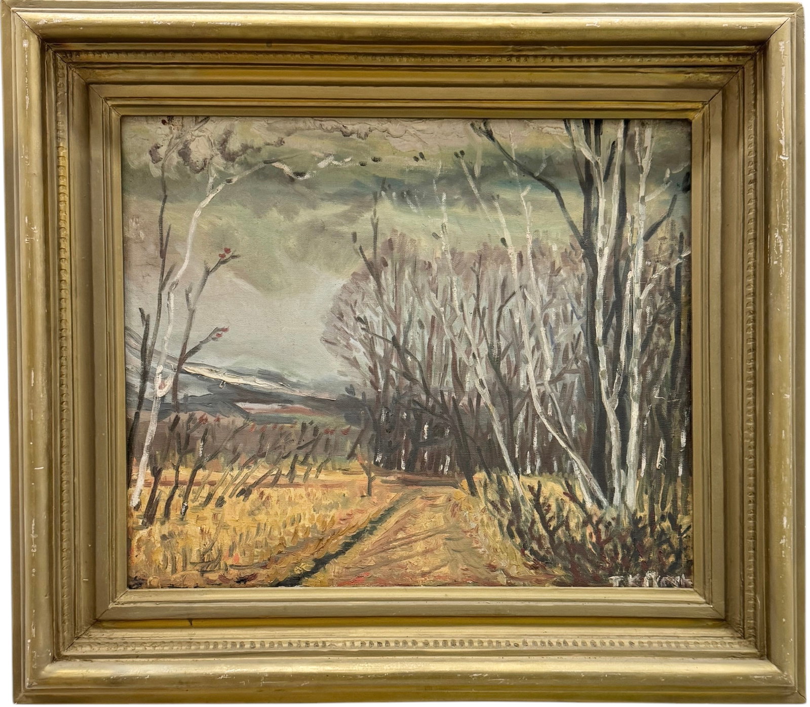 Chinese School "Hunan Valley" Landscape Illegible Signature: Oil on canvas 18 x 15 in, 24.5 x 21.5 in (framed)
