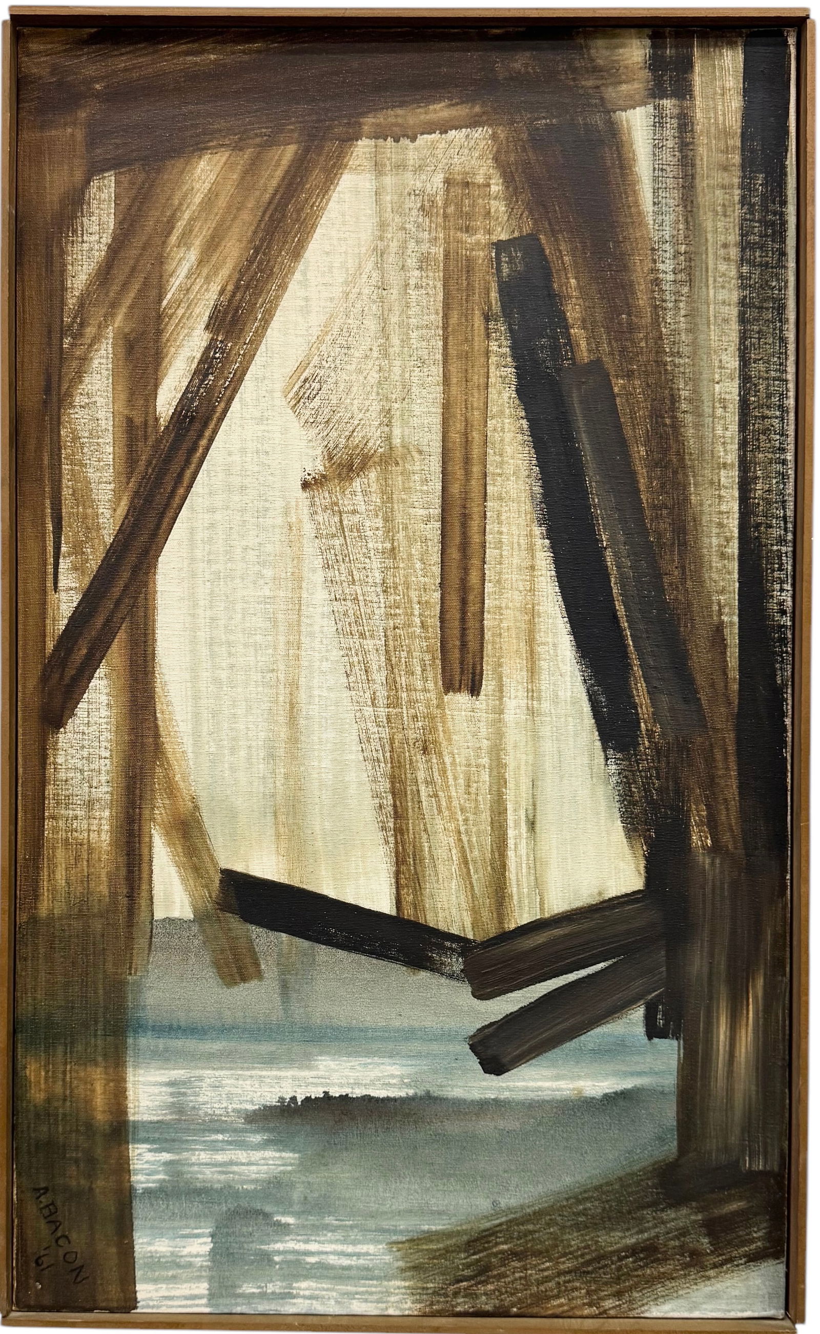 Mic-Century Abstract Expressionist Oil On Canvas, Signed Dated 1961 (1 of 2)