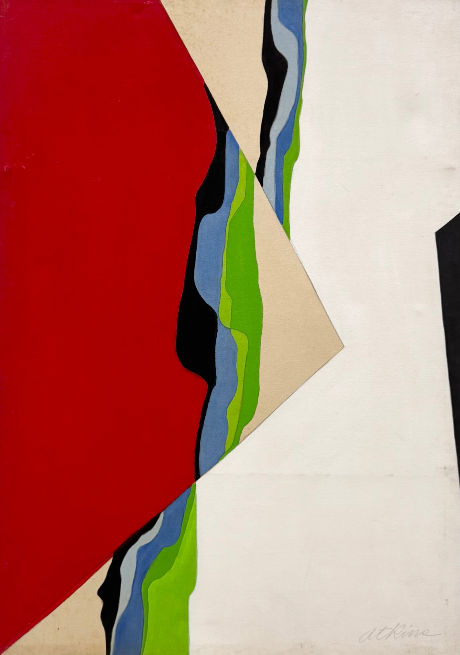ROSALIE ATKINS Monumental Mid-Century Modern Abstract: Oil on canvas 60 x 42 in