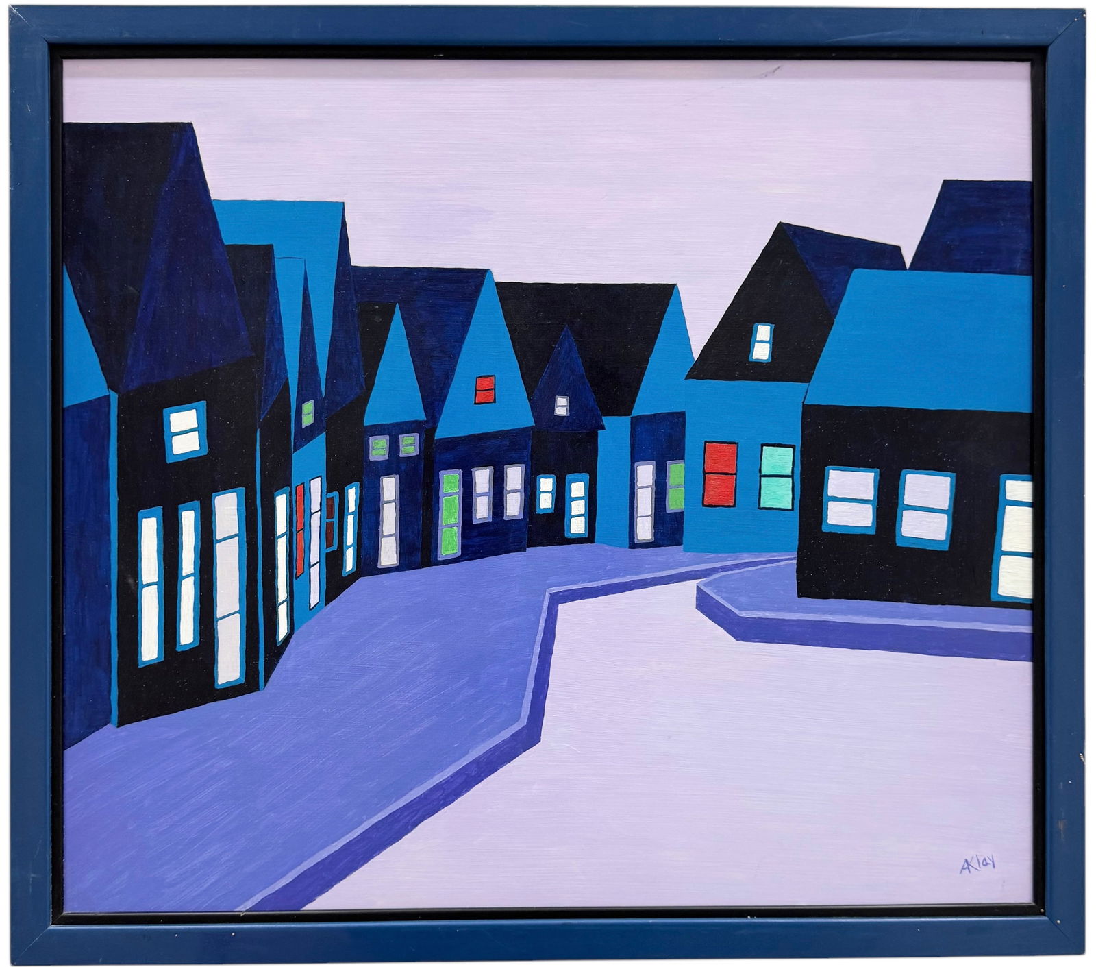 Mid-Century Modern Swedish School Village Scene, Signed (1 of 3)