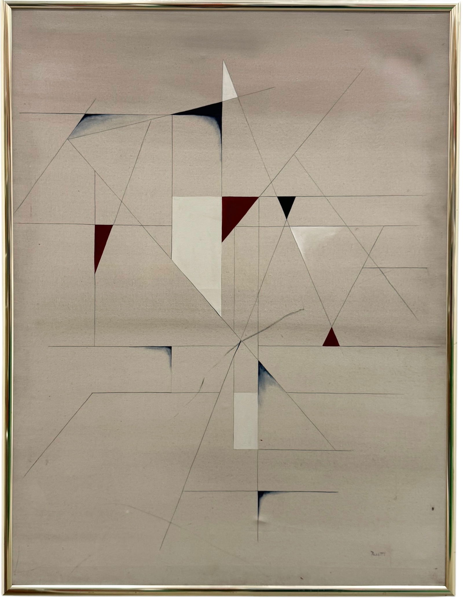 Large American School Minimalist Abstract Painting, Signed (1 of 3)