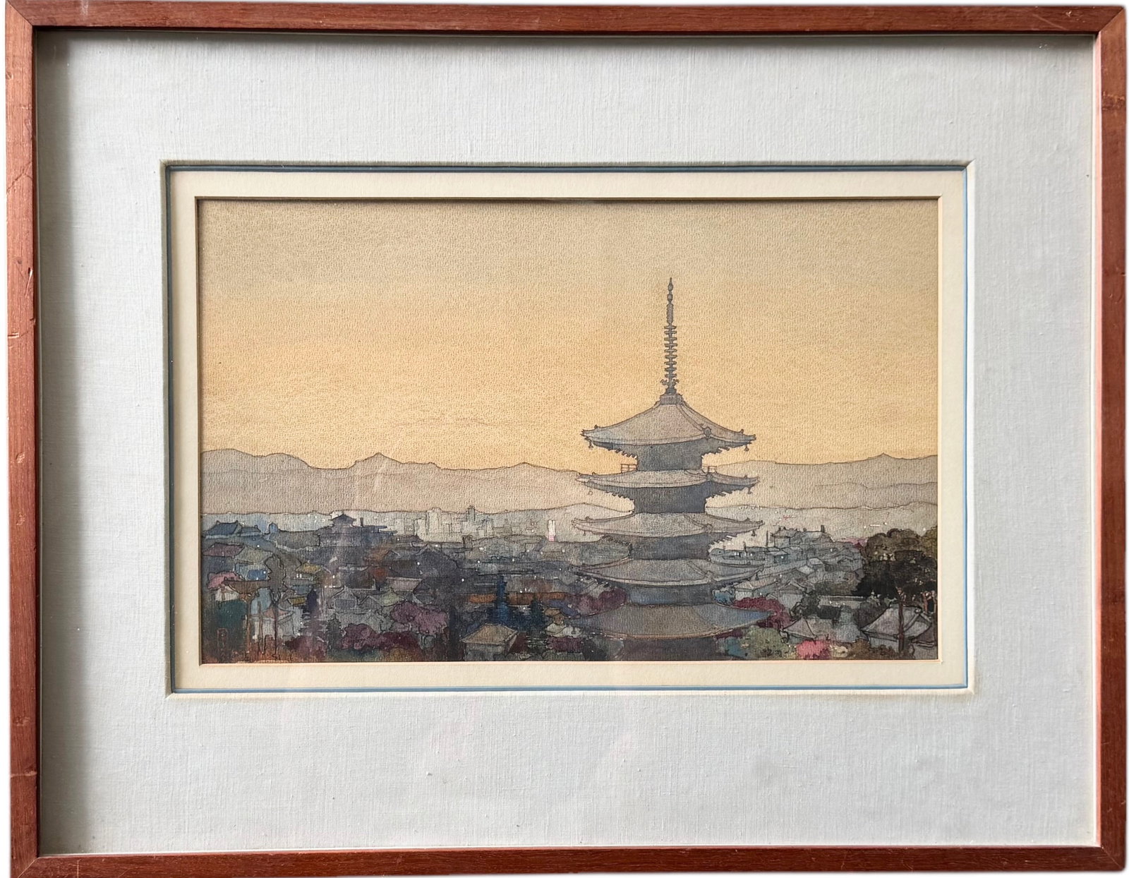 JOHN SKINNER (20th c, American) Kyoto, Japan, Coral Gables Artist, Exhibited 1963: Nicely Framed. Watercolor on paper 19.5 x 12 in, 29.5 x 23 in (framed)