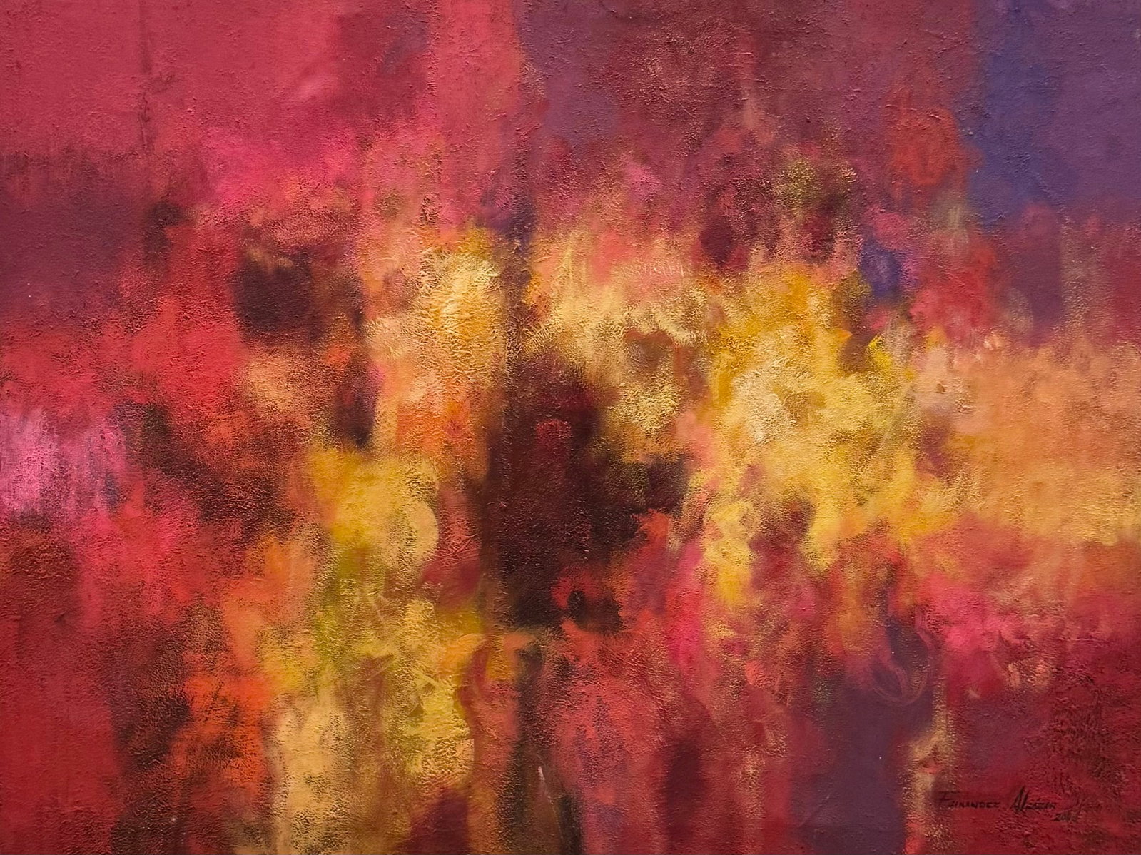WALTER C. FERNANDEZ ALCAZAR Peruvian Abstract Expressionism: Oil on canvas 46.5 x 34.5 in