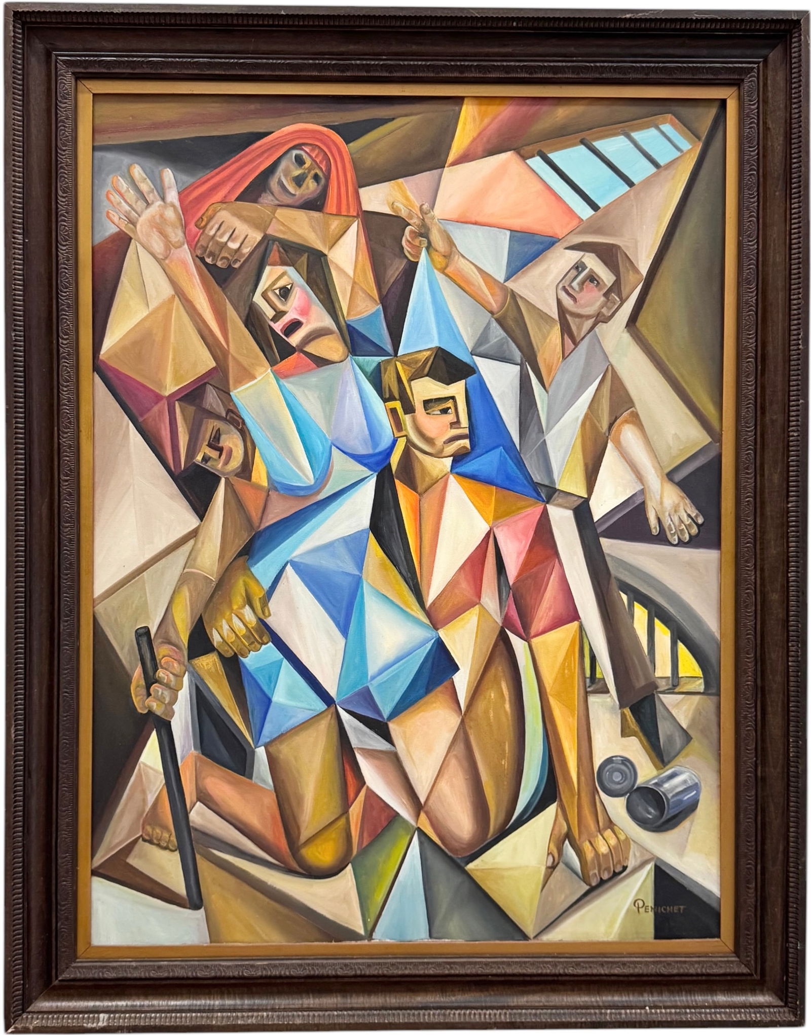 Cuban School Cubist Abstract With Figures, Signed (1 of 4)