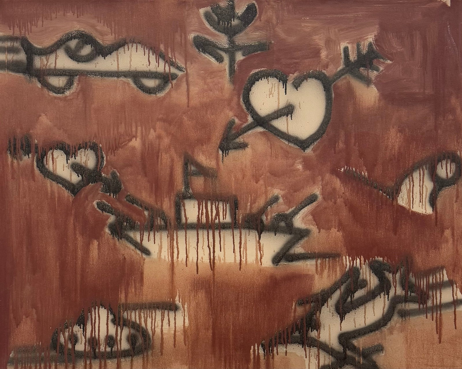 Monumental American School Earthy Tones Abstract Painting 60 x 48 in: Oil on canvas 60 x 48 in
