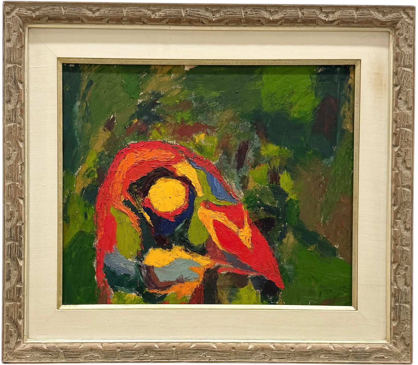 Mid-Century Modern American School Abstract Oil Painting: Oil on canvas 24 x 20 in, 32.5 x 28.5 in (framed)