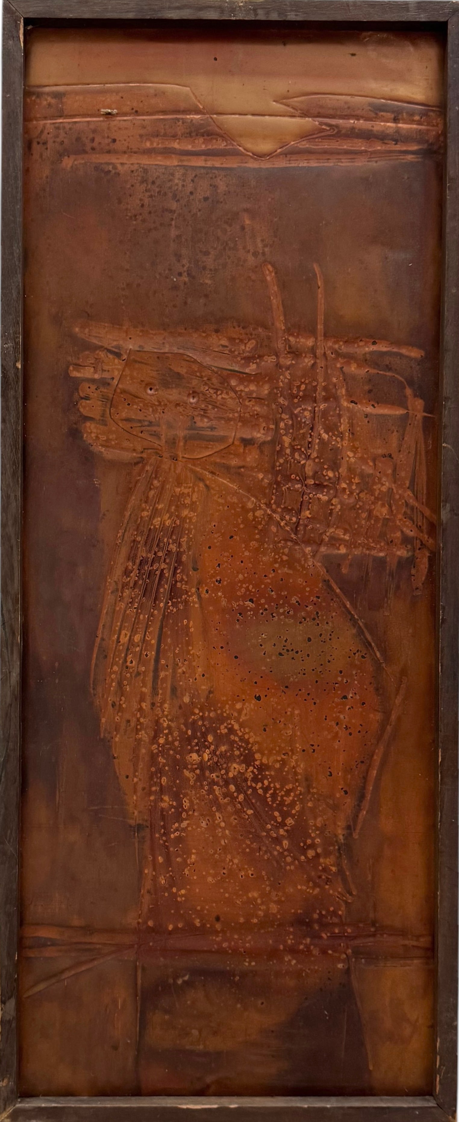 Edgar Carrasco Arteaga (b. 1946, Ecuador) Brutalist Copper Relief Abstract (1 of 3)