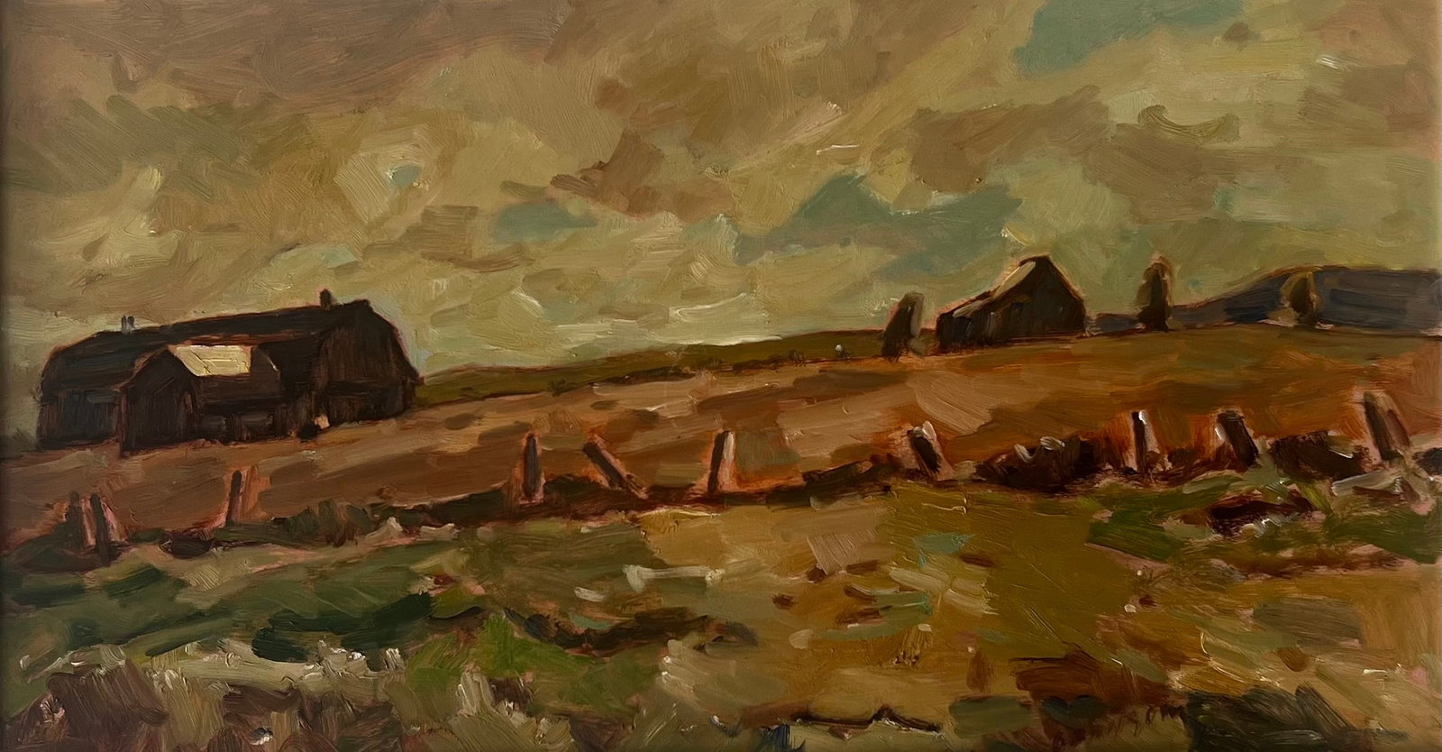HELMUT GRASNOW (1921-2000, Canadian) Landscape, Quebec Gallery Lanbel: Oil on board 12 x 22 in