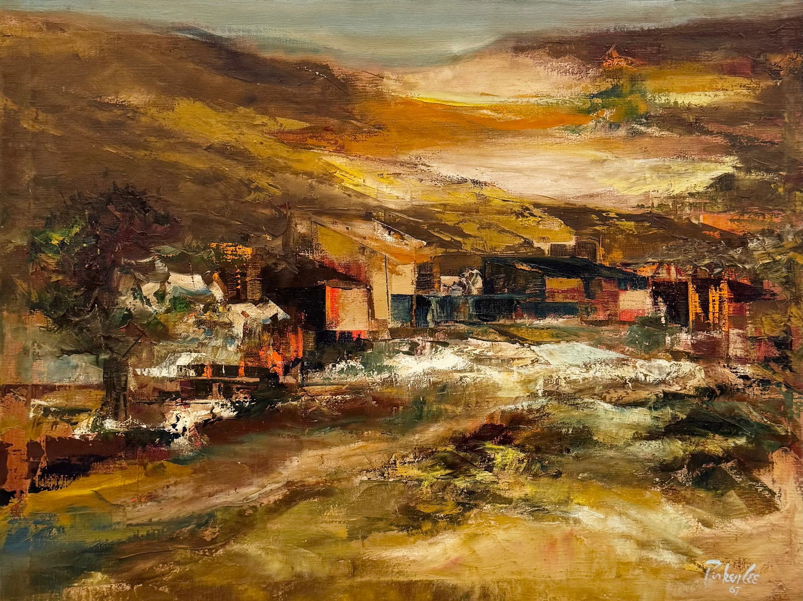 PARKER LEE (1924-1995, American) Modern Palette Landscape Iowa, Louisiana Artist (1 of 4)