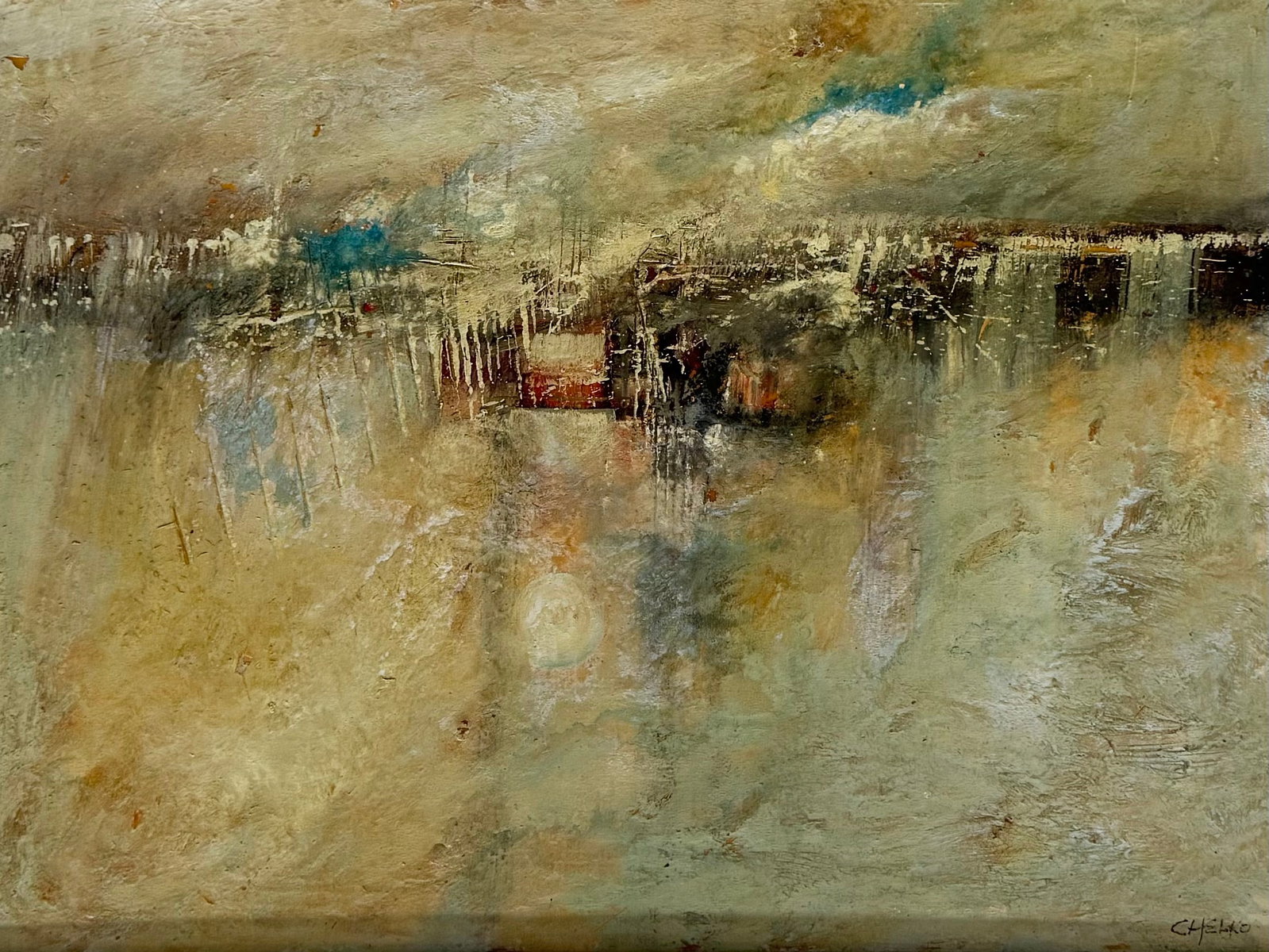 PAUL CHELKO (1923-2007, American) Abstract, Georgia Artist: Acrylic on board 33 x 25 in, 39 x 31 in (framed)