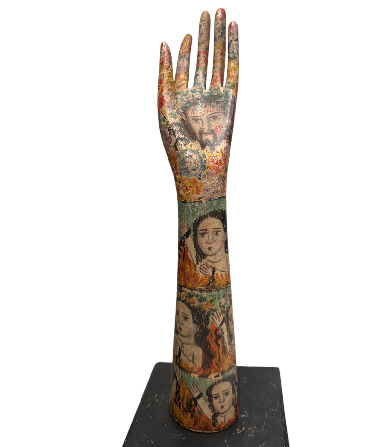Hand Carved Wooden Hand Painted Madonna & Jesus Mexican Folk Art: 16"