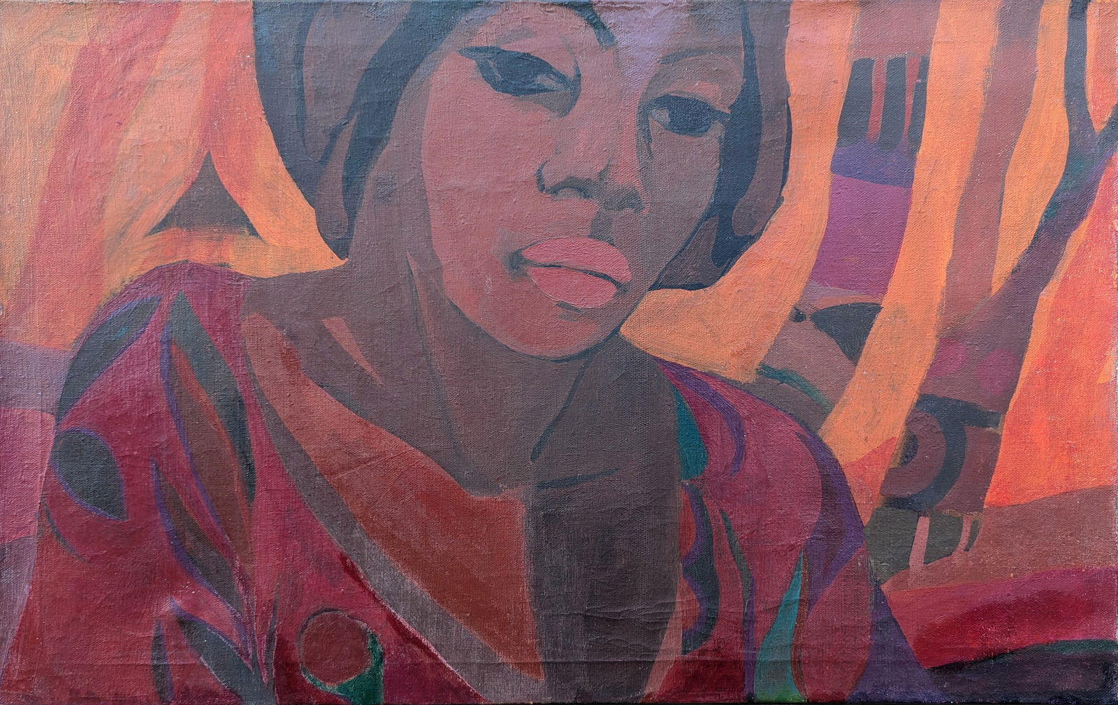 Haitian School Modernist Portrait Of A Woman Signed (1 of 4)